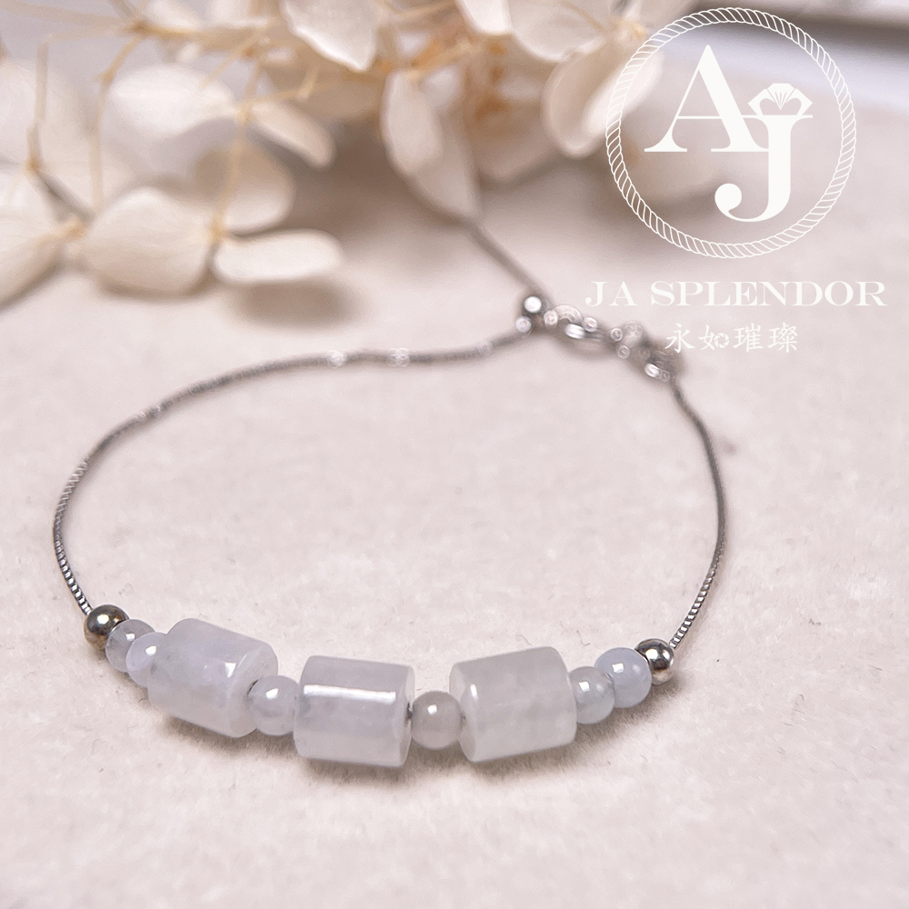 D-2 天然翡翠A玉 冰種路路通幸運純銀手鏈