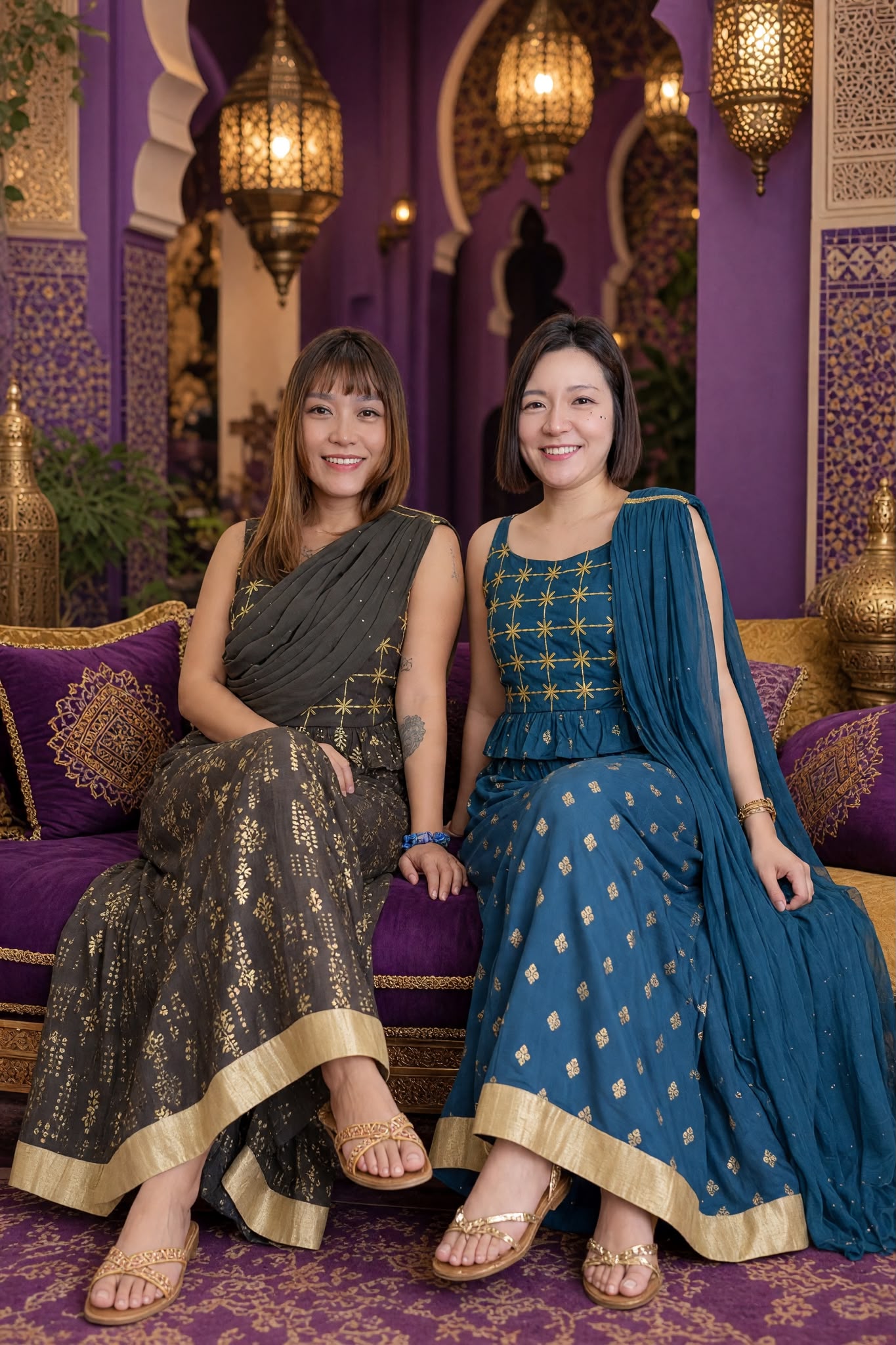 3571 Blue Set of 2 attached with scarf