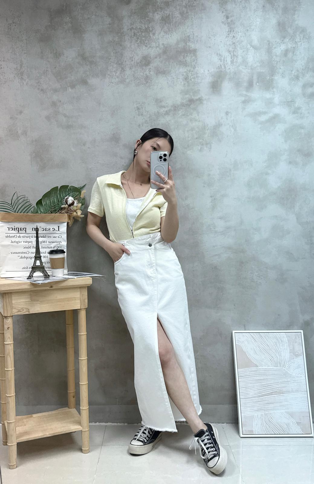 假兩件雙拉鏈Top