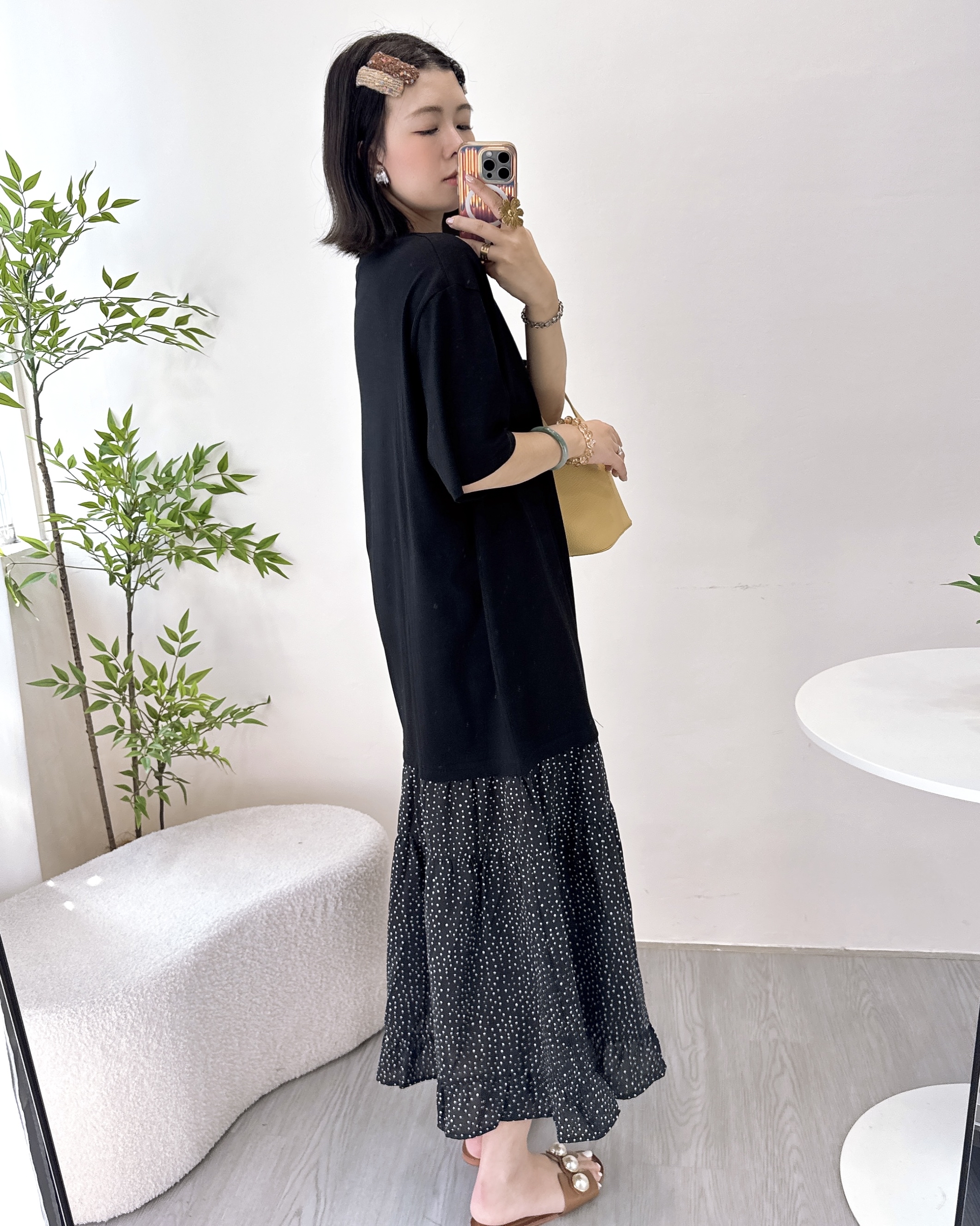 超美拼接碎花連身長裙 2色