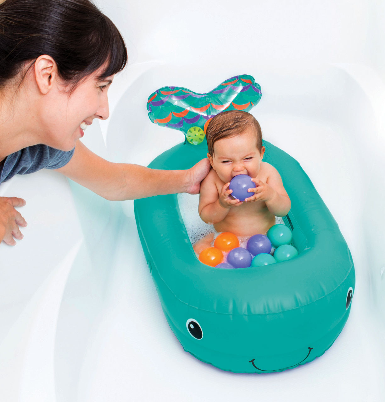 吹氣浴盤連波波池 小鯨魚 (溫度感測)　Whale Bubble Bath Inflatable Bath Tub (with Temperature Sensor)