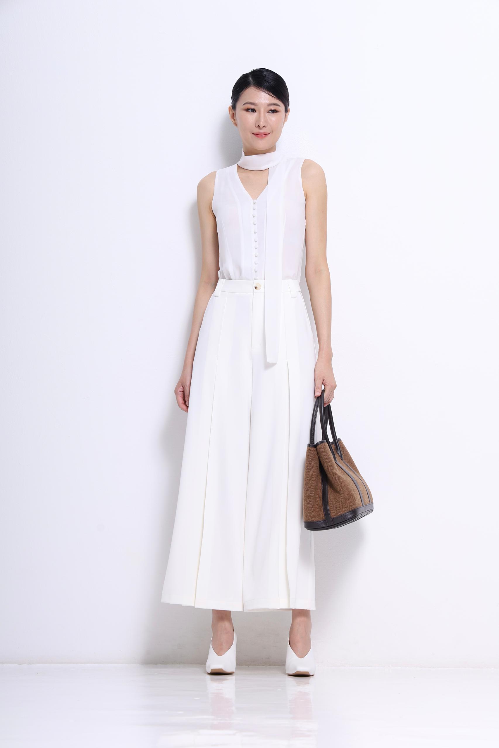 CB2696 TIE COLLAR CHIFFON BLOUSE