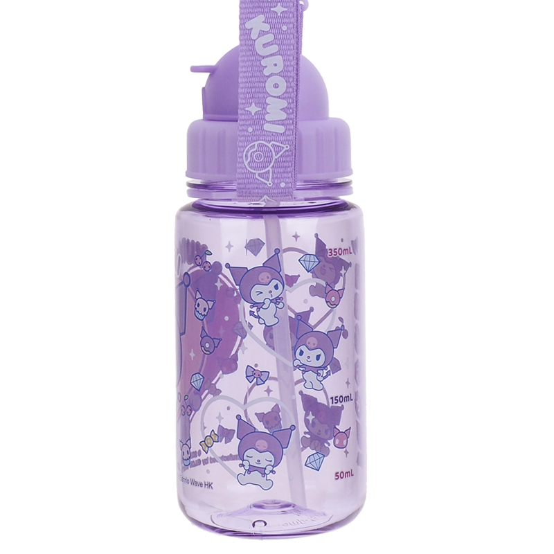 Kuromi 350ml BPA Free Water Bottle With Straw & Neck Strap 膠水樽連飲管及頸繩