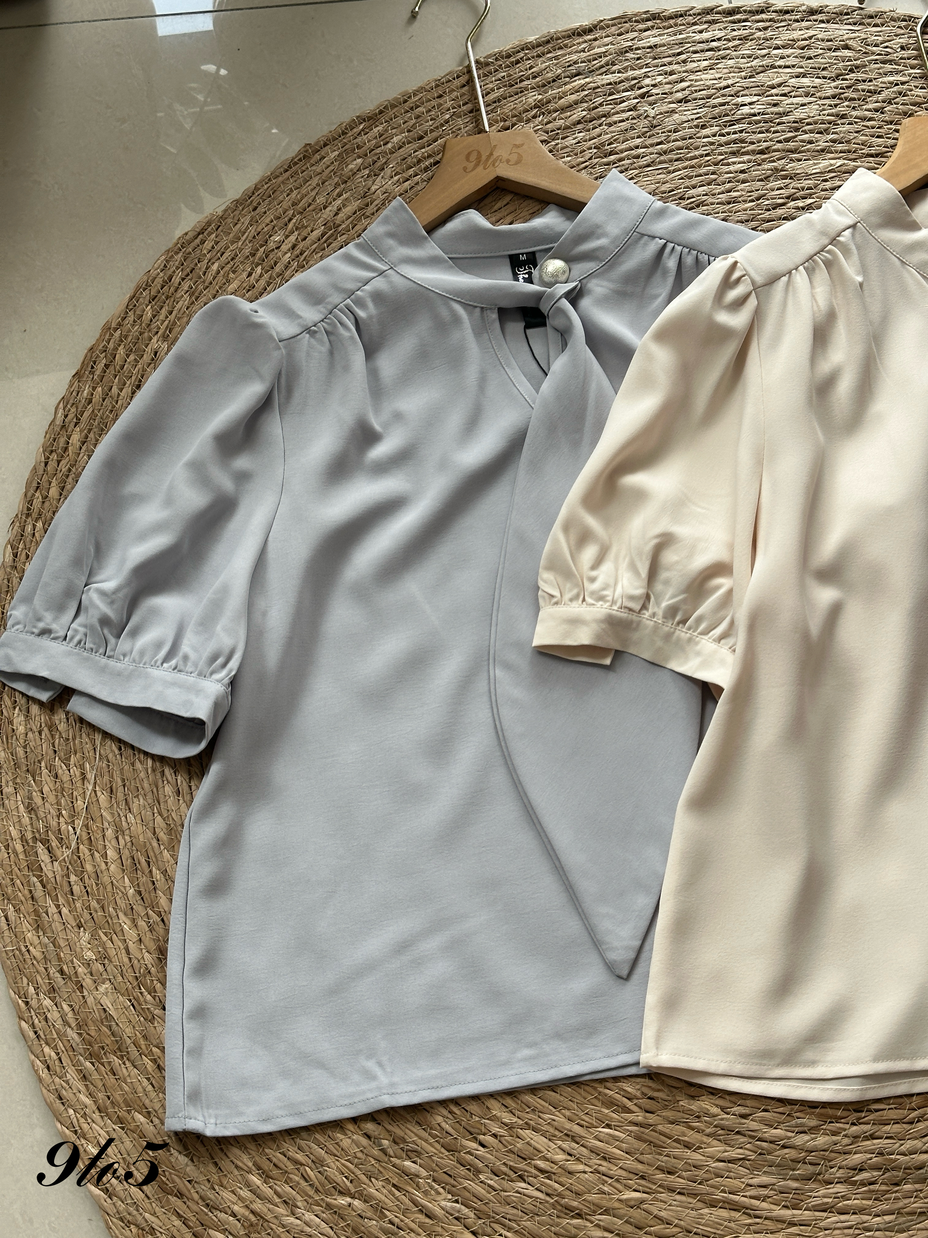 T4148 Mock Neck Puff Sleeve Shirt - 4 Colors 