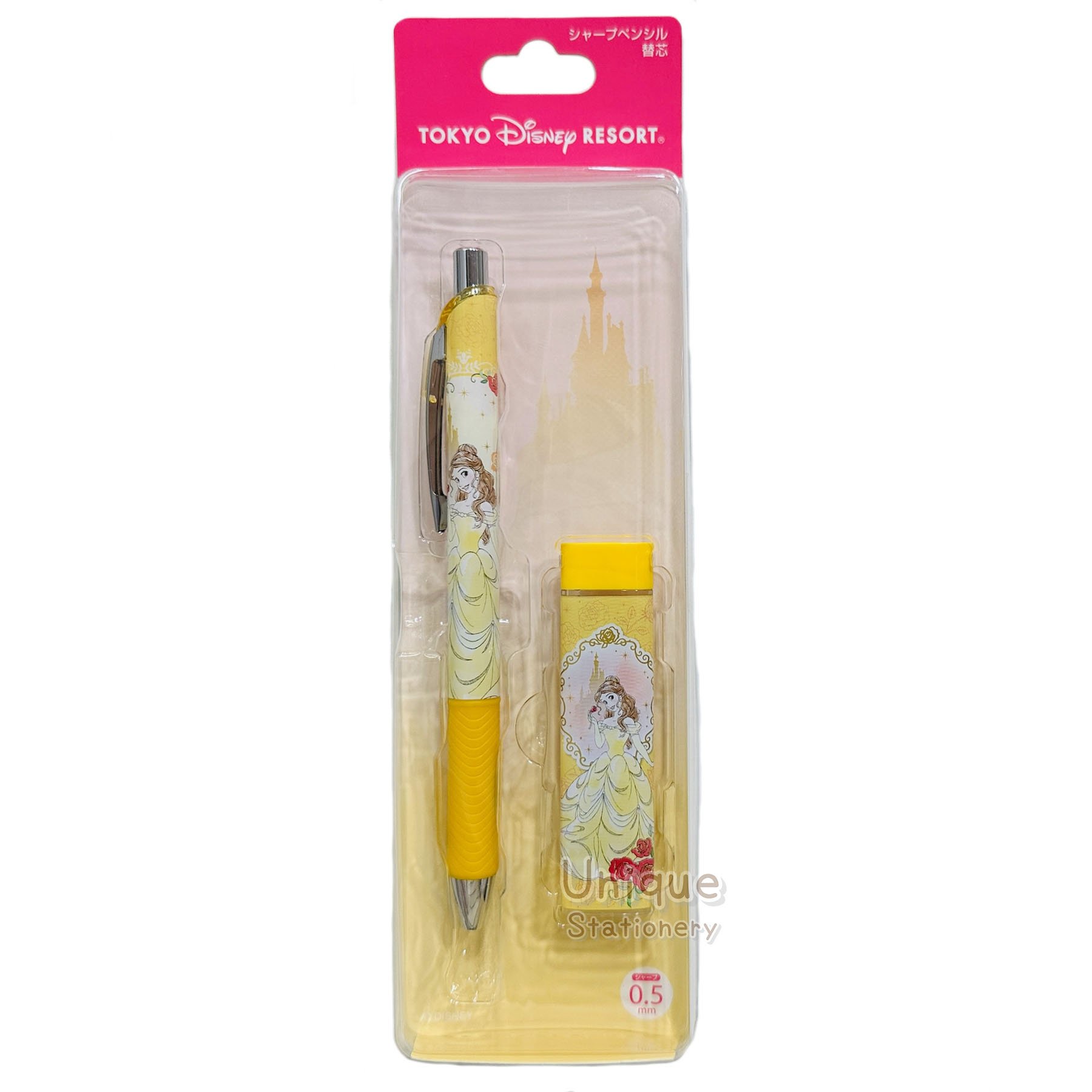 現貨｜【日本 Disney Store 限定】Belle 貝兒 美女與野獸 日本製 Pentel EnerGize 0.5mm 鉛芯筆 連鉛芯 套裝 061828