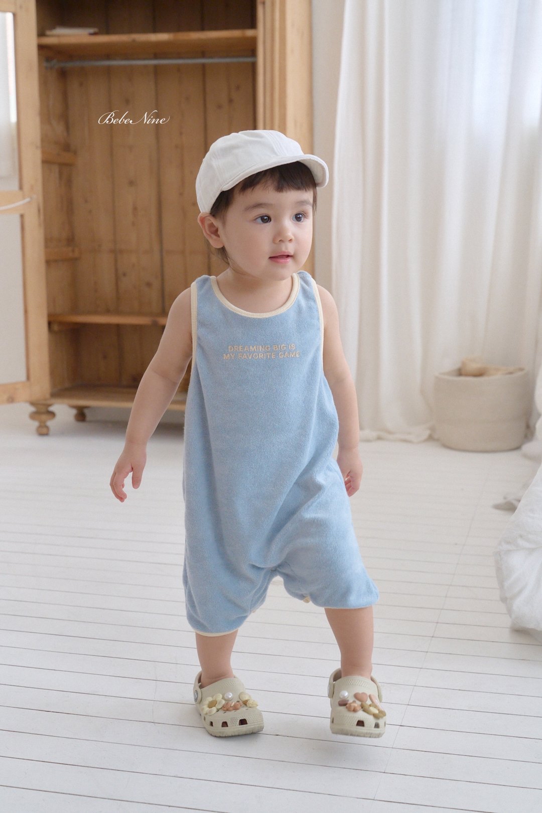 ☀️預訂 韓國直送☀️🇰🇷Bebenine四色字母印花毛巾布滾邊背心連身服