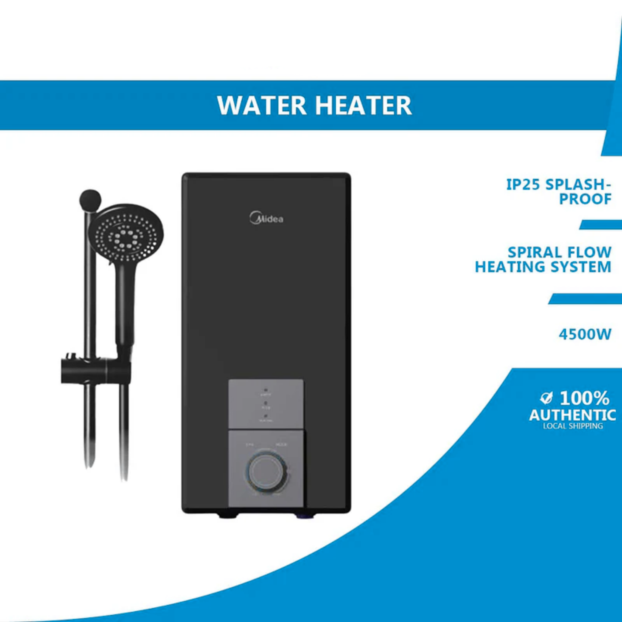 Midea 4500W Dc Pump Water Heater- Black MWH-4502MMBPMY(B)-BB