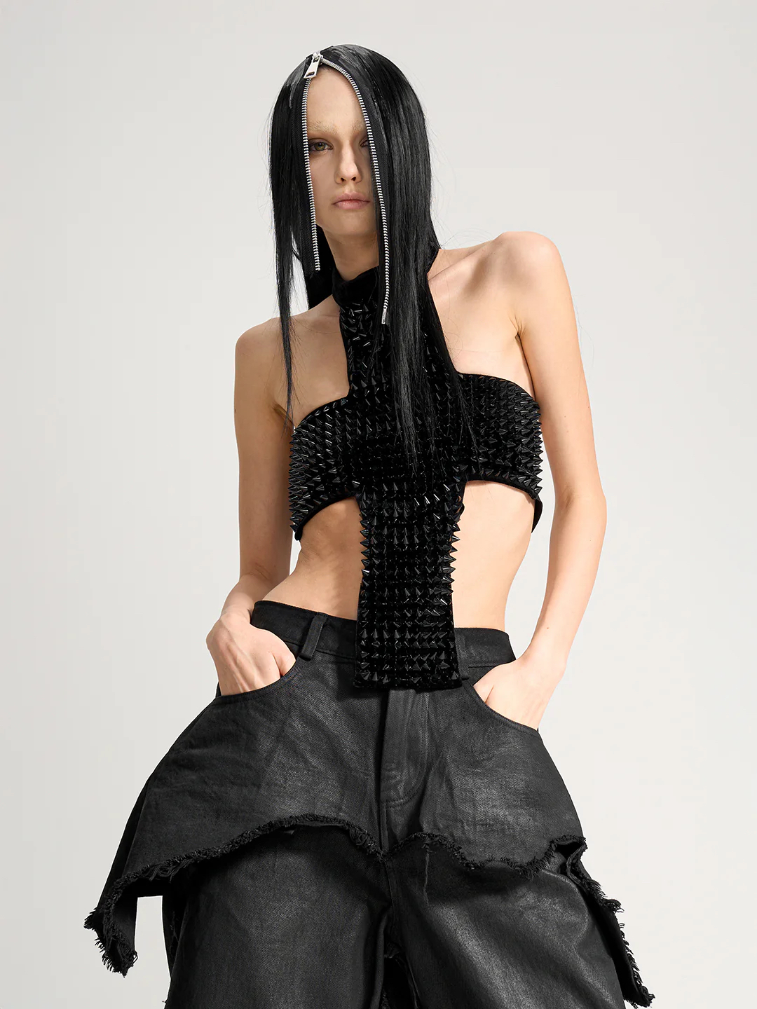 VAR-46｜OATHBREAK · BLACKFILM WAX-CRACK DENIM PANTS