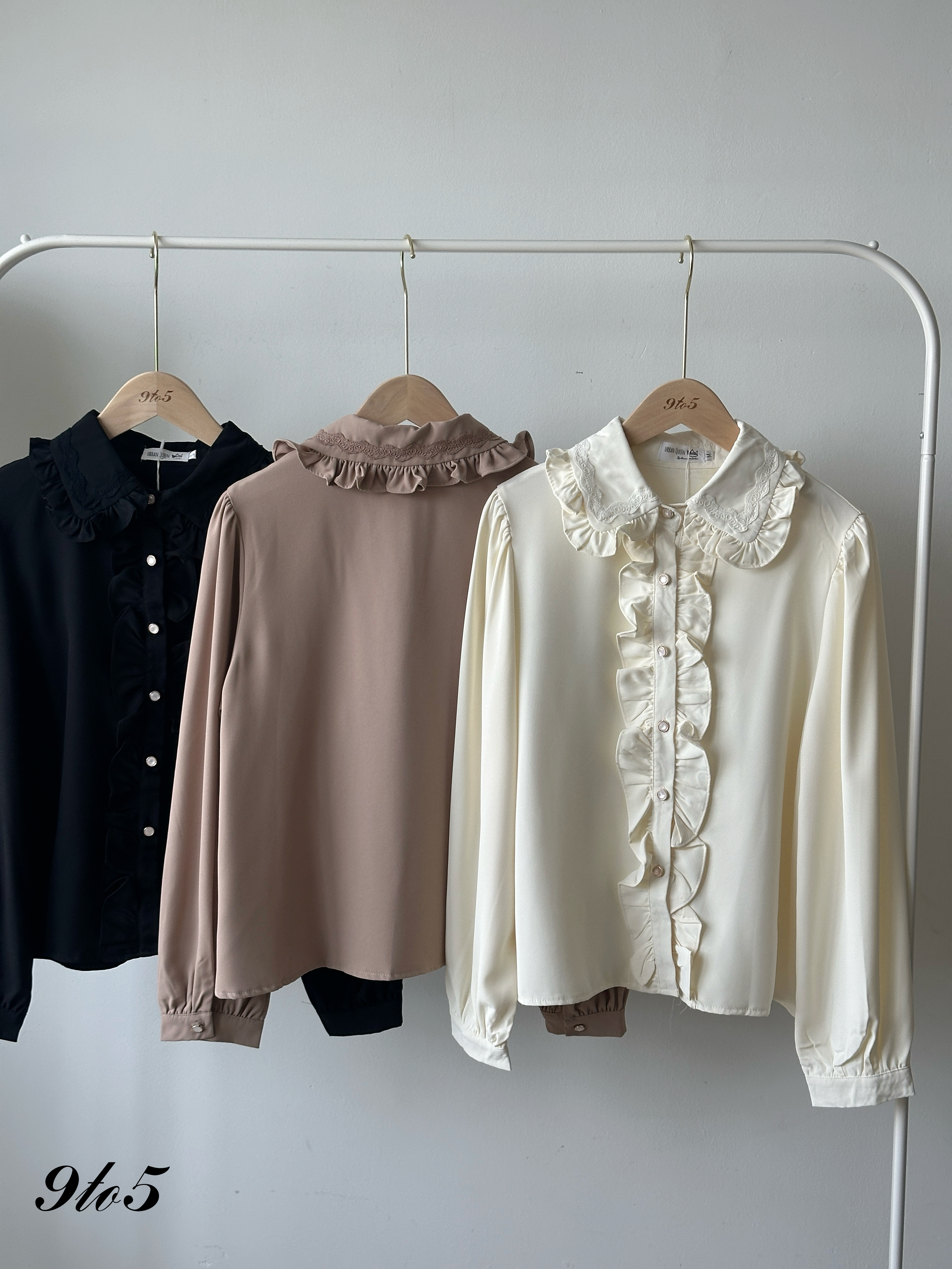 T4191 Puff Sleeve Ruffle Shirt - 3 Colors 