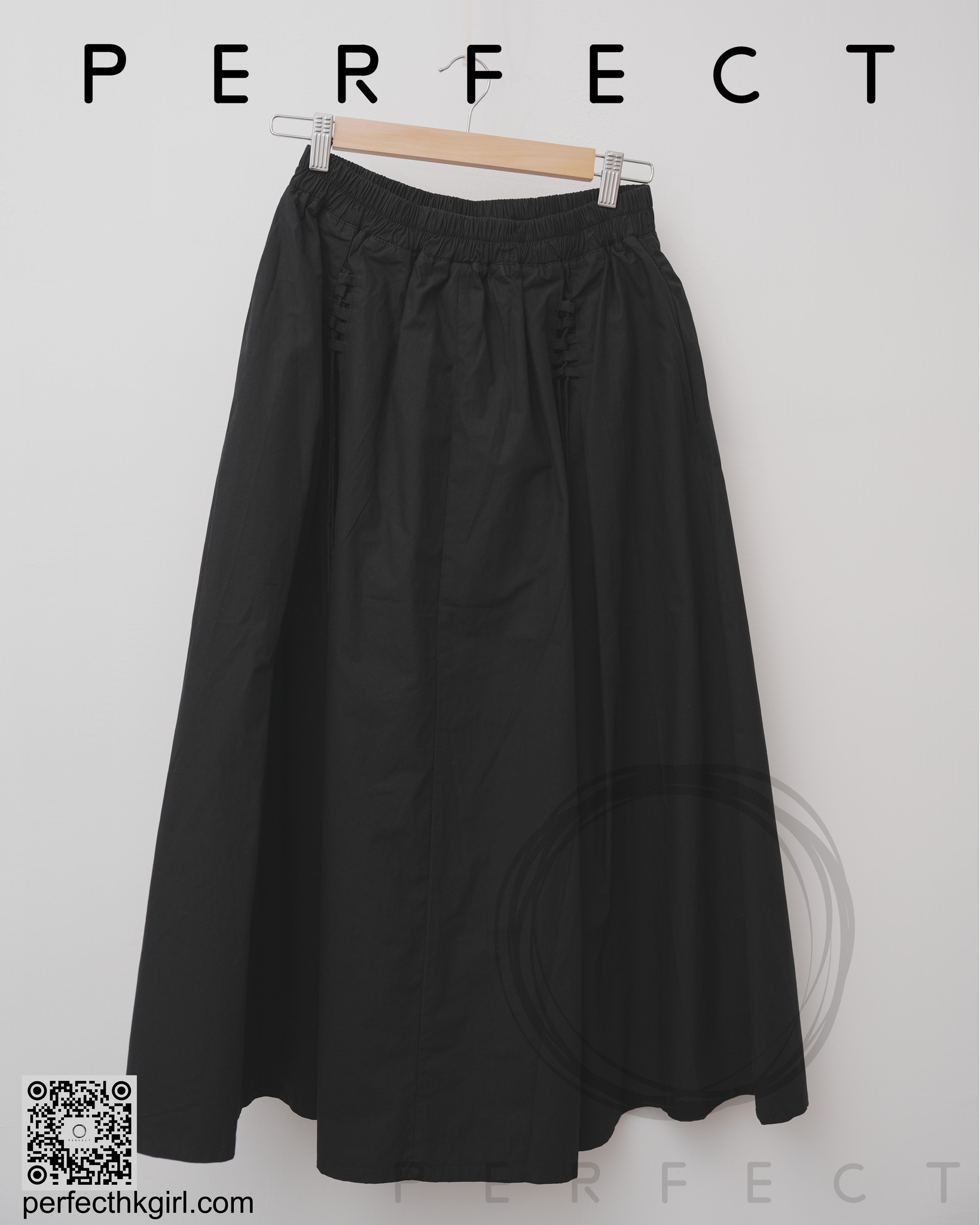 S0019_隨性腰位綁繩半身裙（顯瘦黑色）