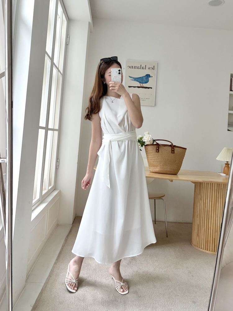 Athena Drape Dress (White)