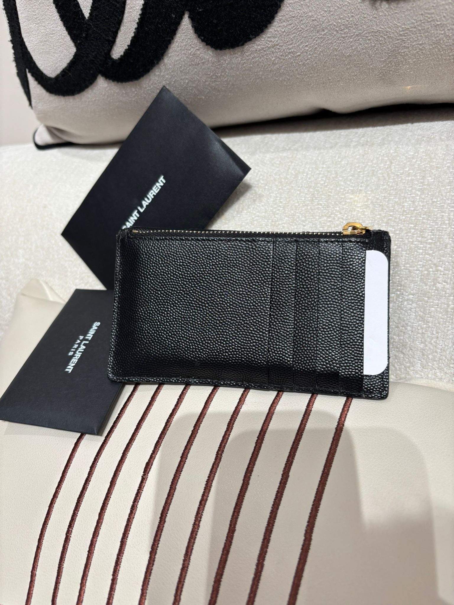 未使用品YSL 銀包黑色荔枝牛皮金扣wallet 100%Authentic, Unused未使用品 ✅收據✅Card✅Box