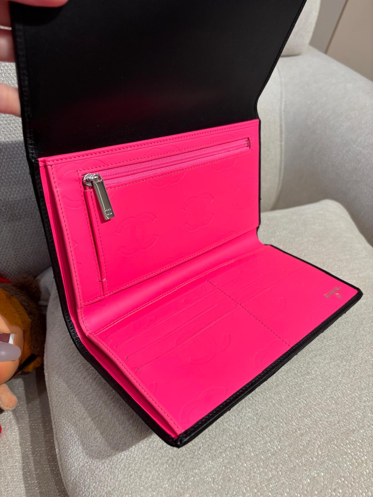 未使用品 Chanel cambon fold wallet calfskin 黑色牛皮絕版長銀包 100%Authentic, Unused ✅Card✅Box