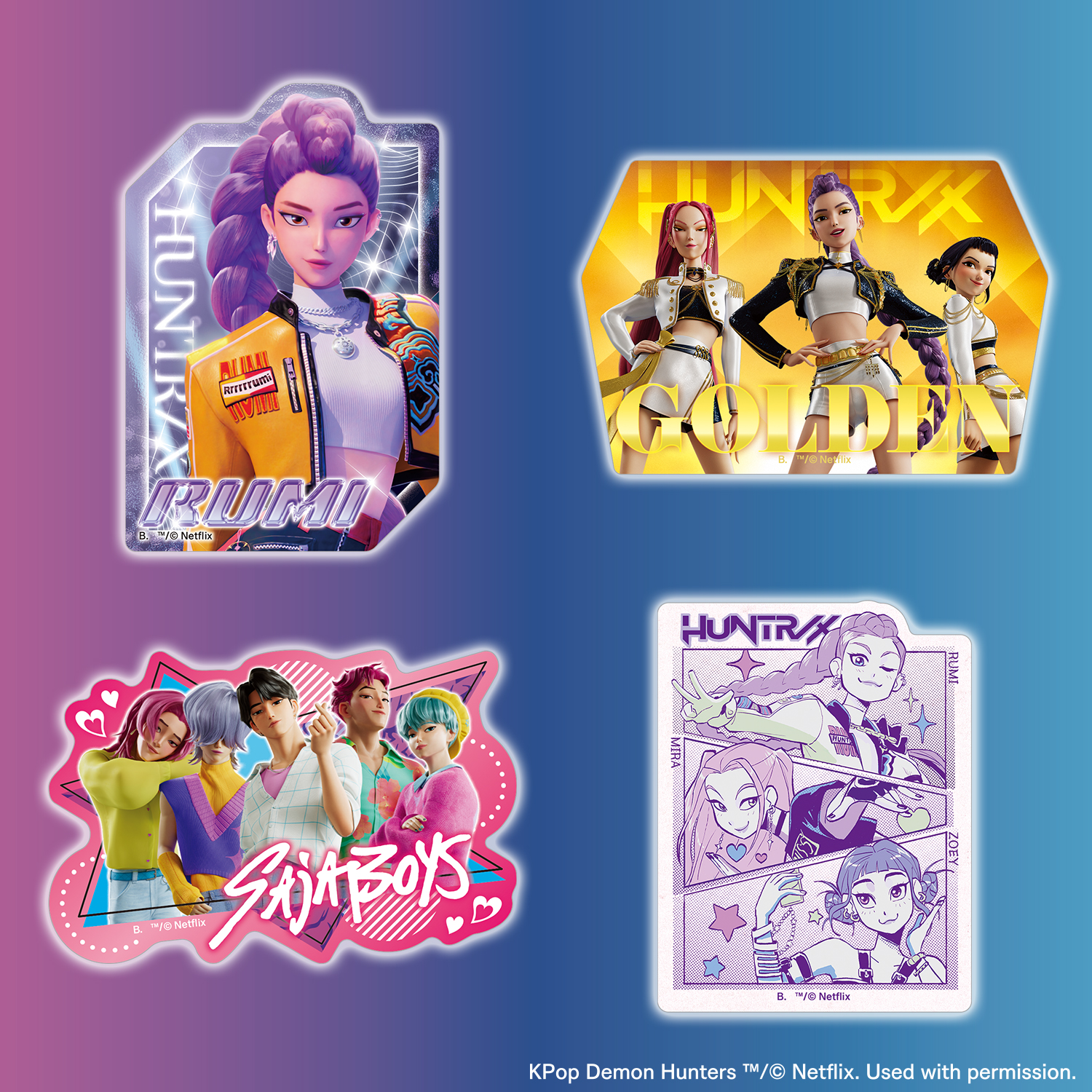 (行版) Bandai Carddass K-POP DEMON HUNTERS 獵魔女團 Die Cut 貼紙 第一彈 (1包4張 / 原盒20包) 