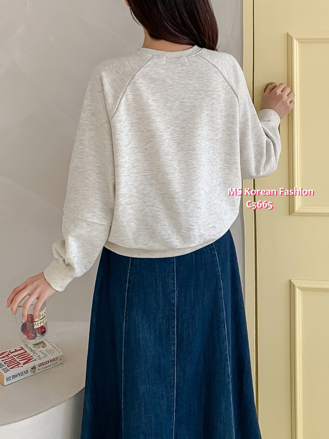 C3665 韓國🇰🇷小蝴蝶結圖案拼布top