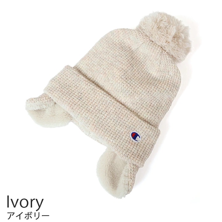 日本代購【 2026秋冬新產品 日本直送 Champion 護耳毛毛球針織冷帽  男女通用| Earflap Pom-pom Knit Cap unisex 】