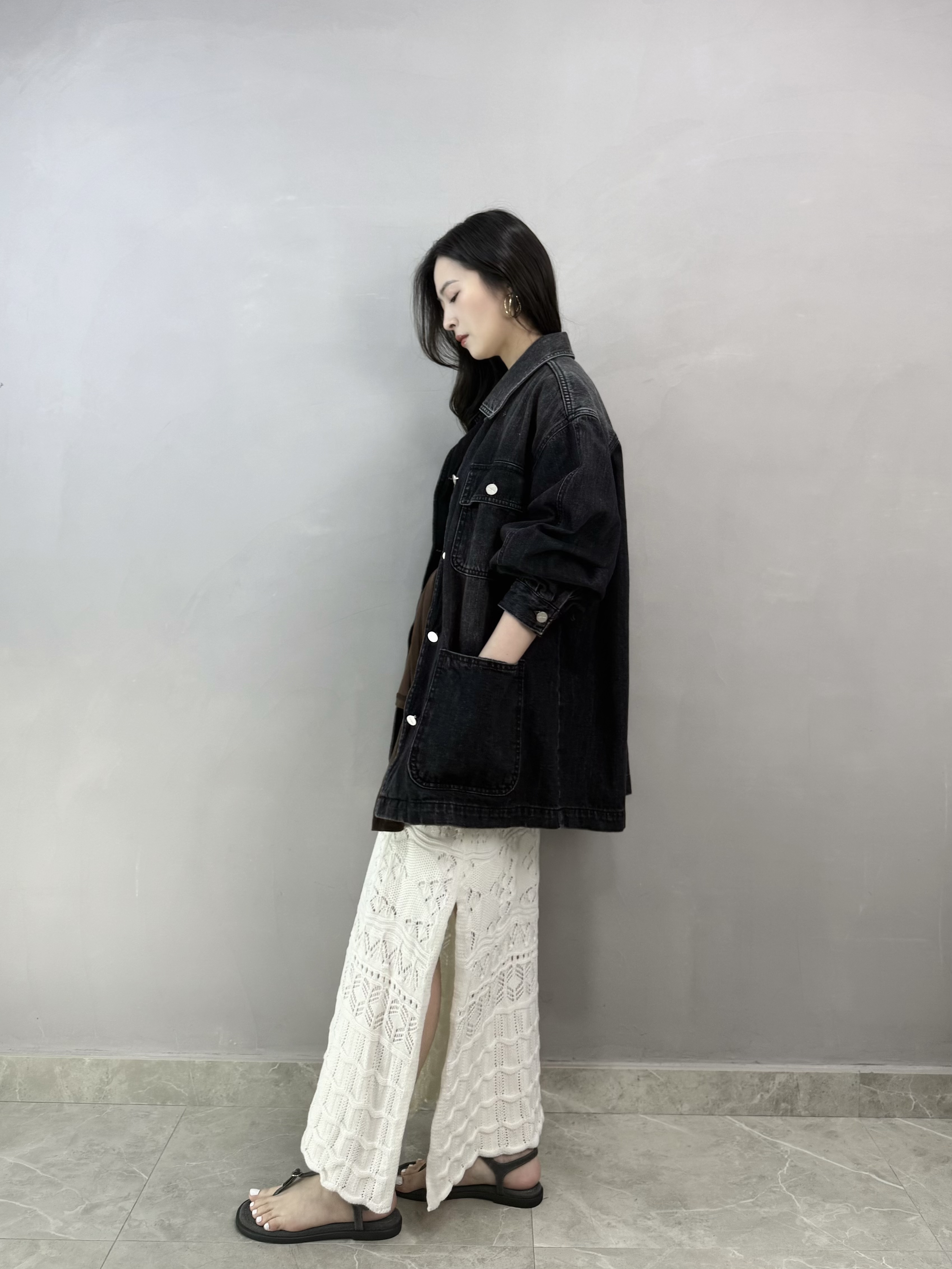 N64 洗水黑牛仔外套