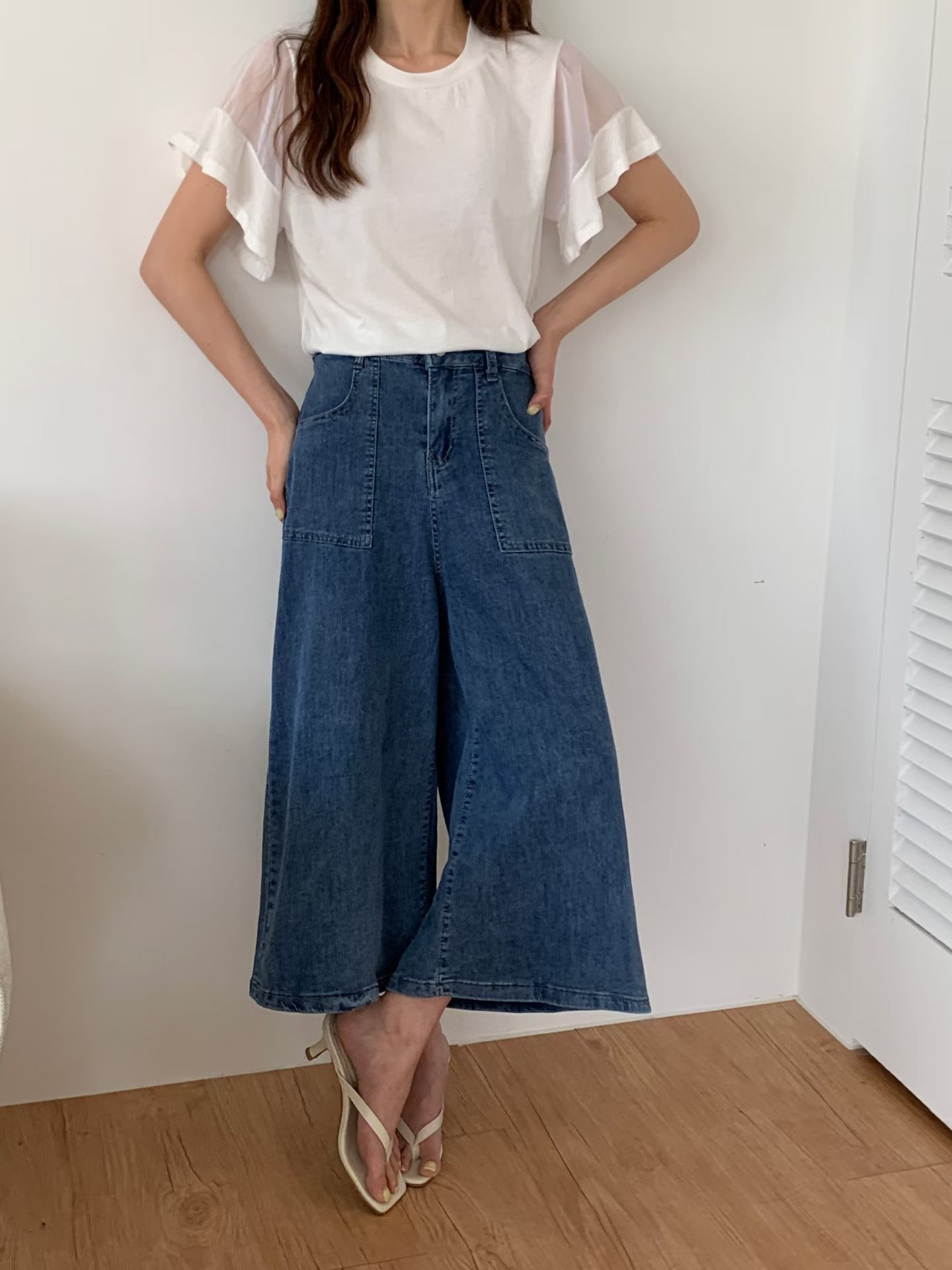 CT29 後橡筋腰半截A字裙褲