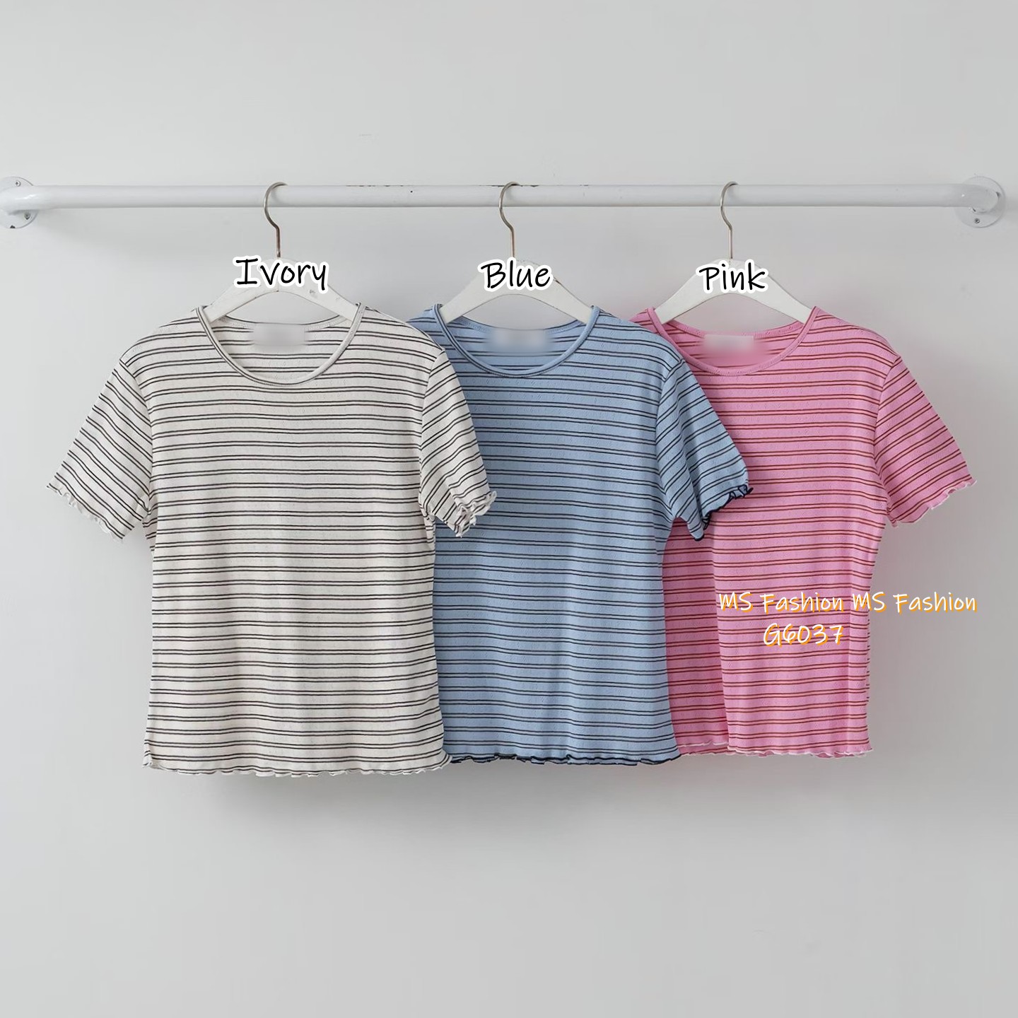 G6037 韓國🇰🇷靚色通花橫間top