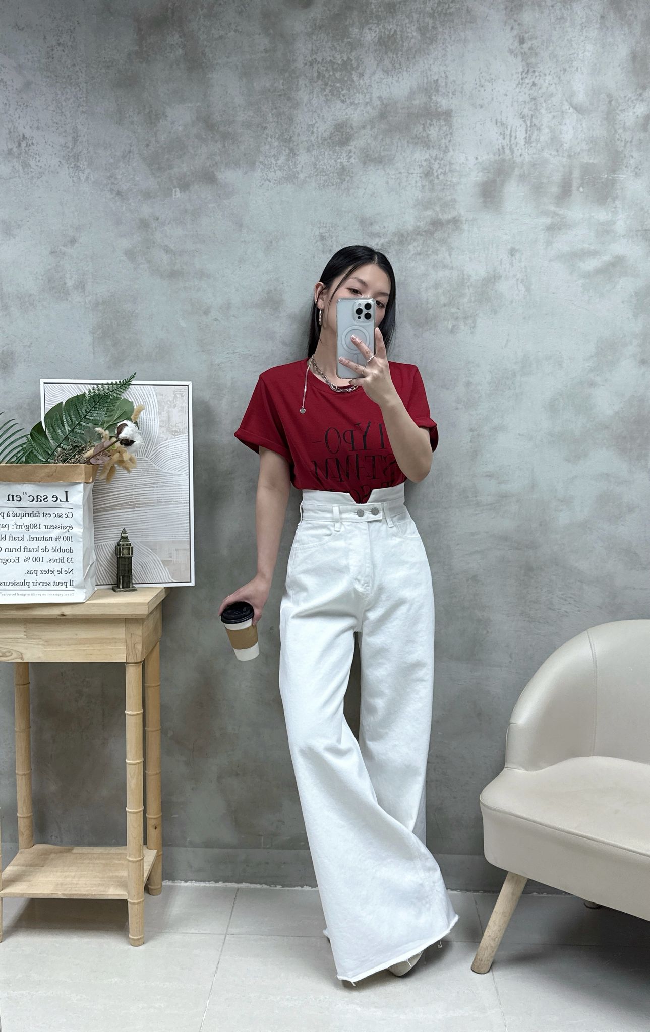 B15 不規則腰高腰牛仔褲