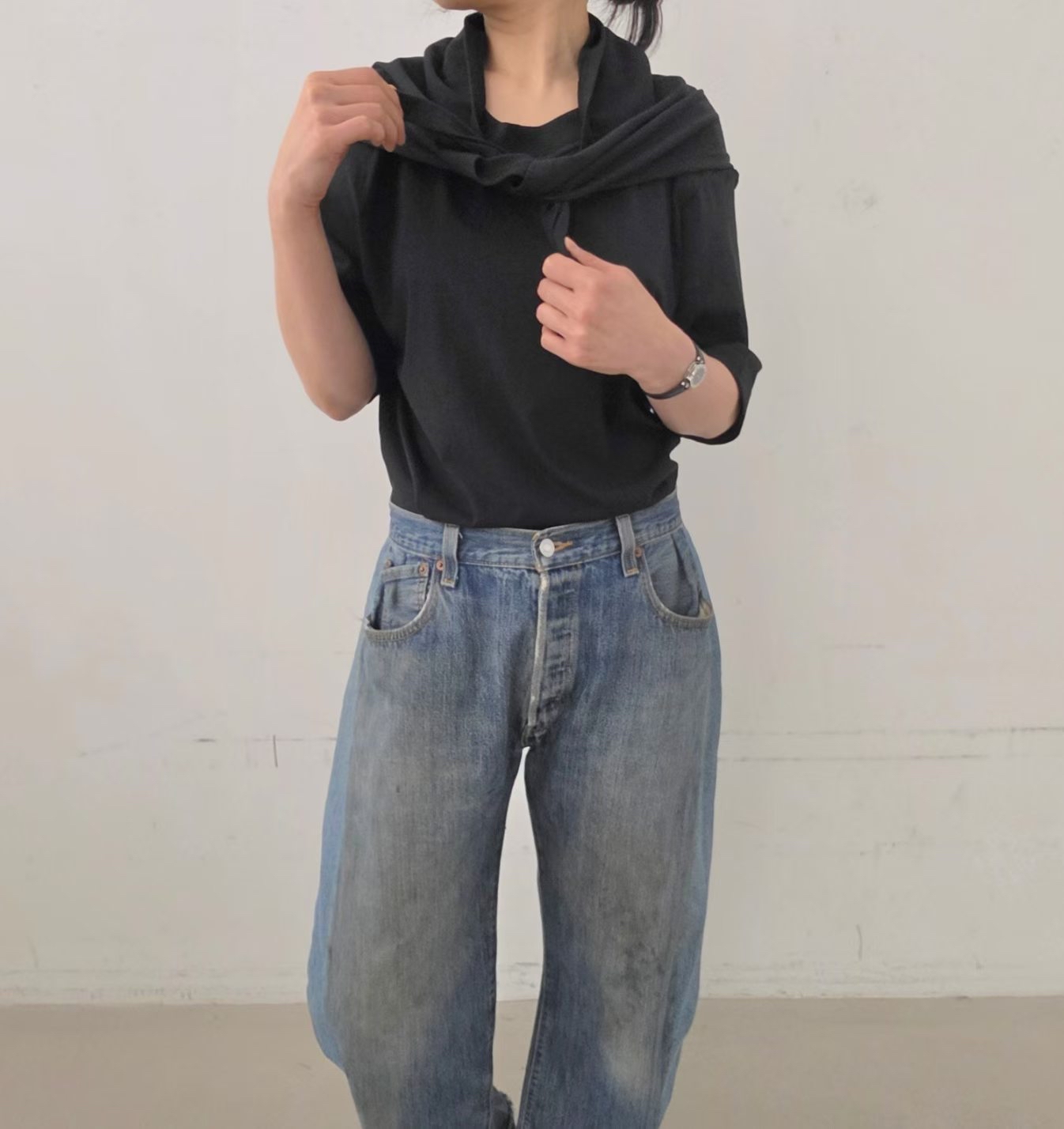 假2 件scarf Top 