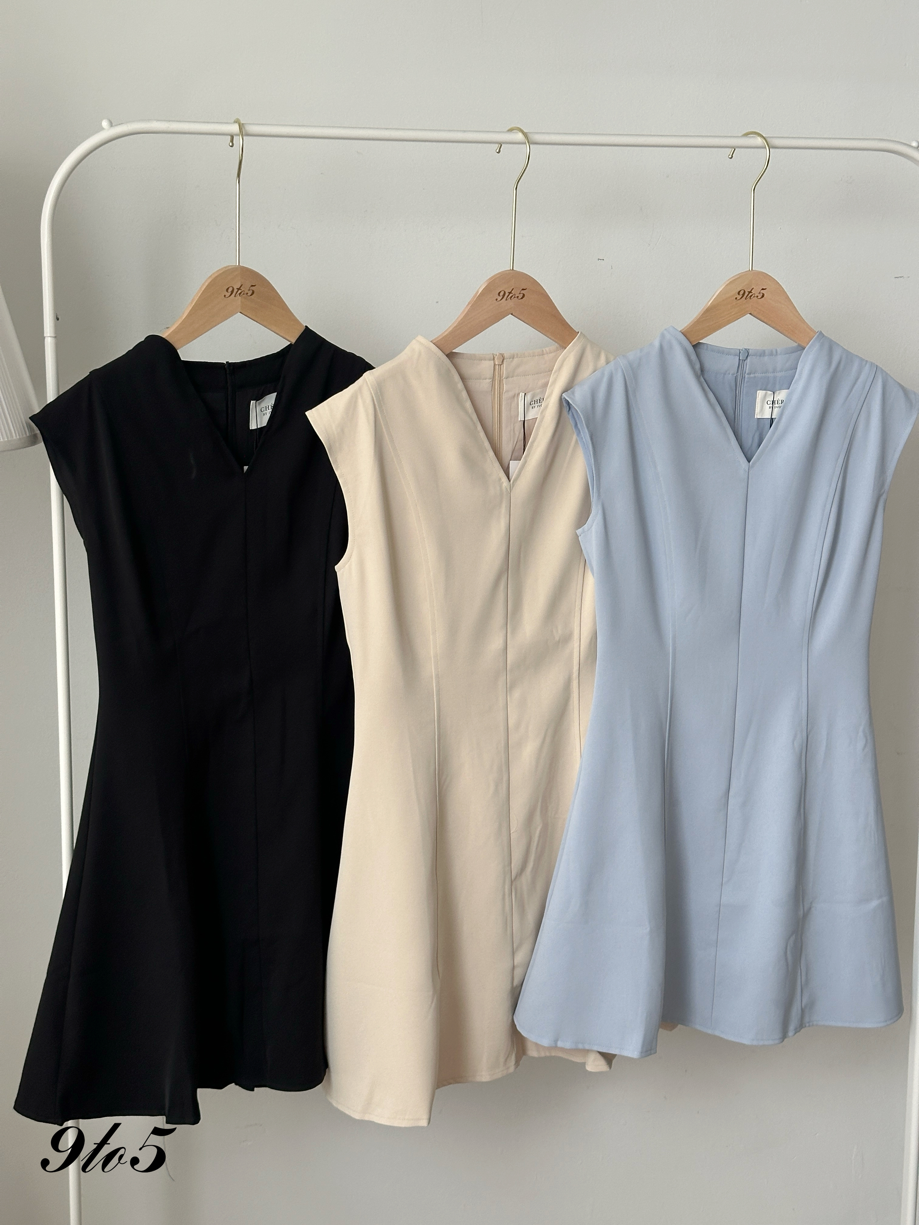 D2354 Cape Sleeve V Neck Dress - 3 Colors 