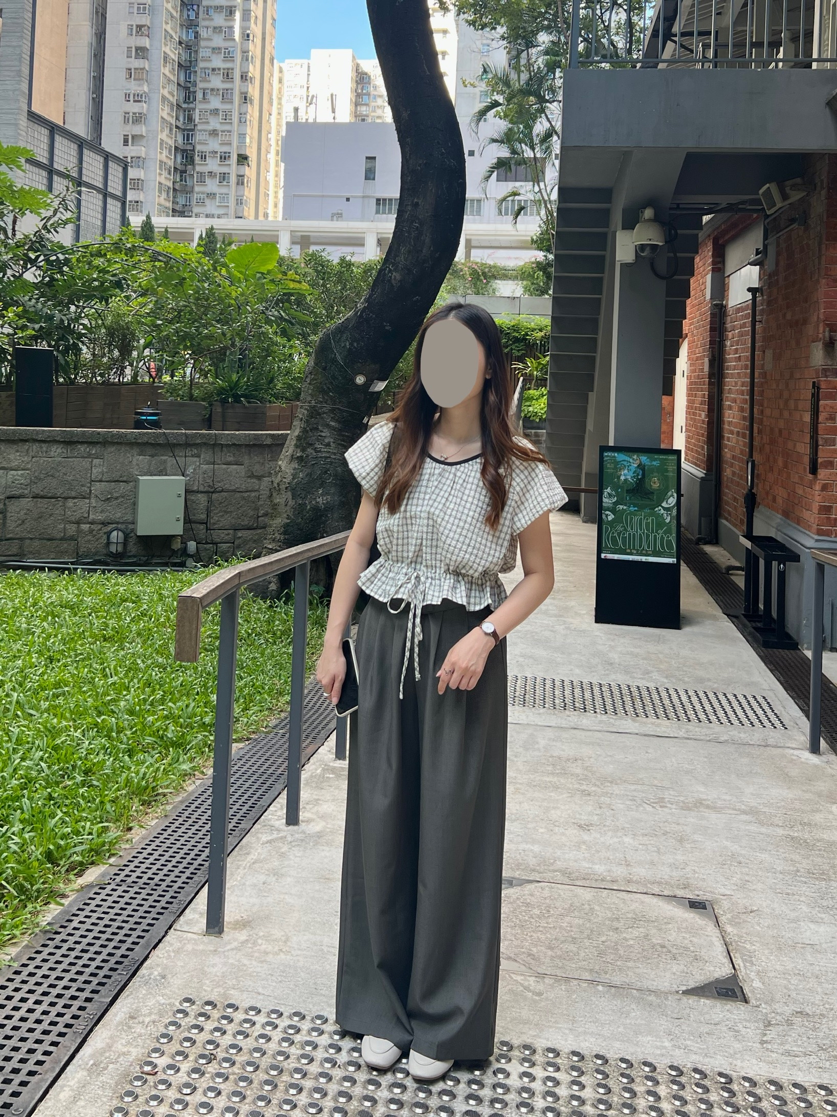 推薦 免熨寬鬆格紋blouse 