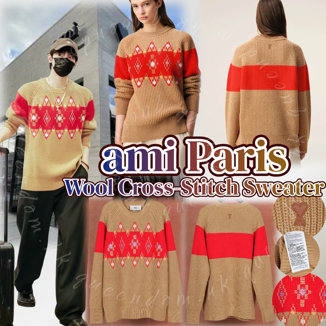AMI Paris Wool Cross-Stitch Sweater 羊毛圓領針織冷衫