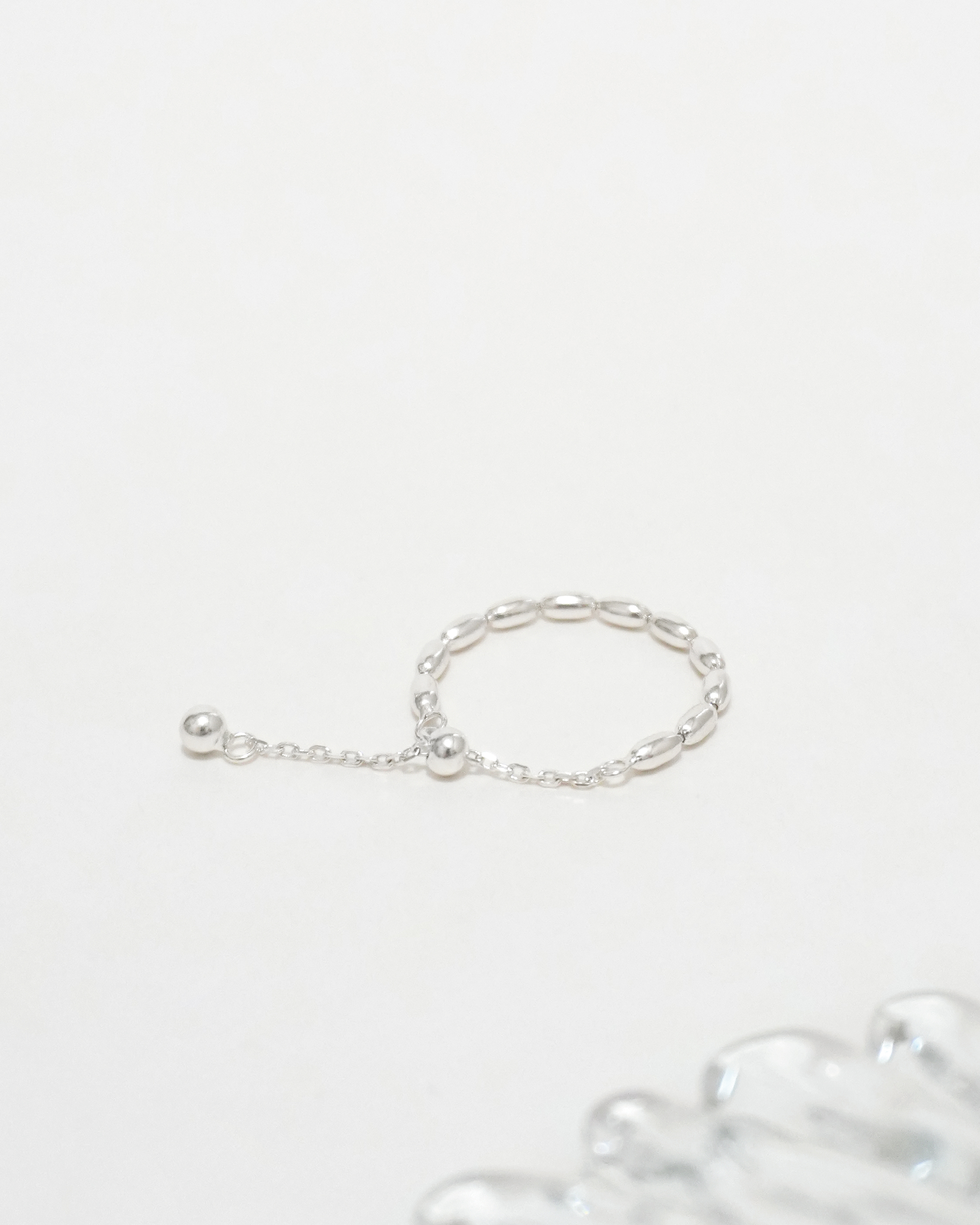 Pure Oval Bead Chain Ring