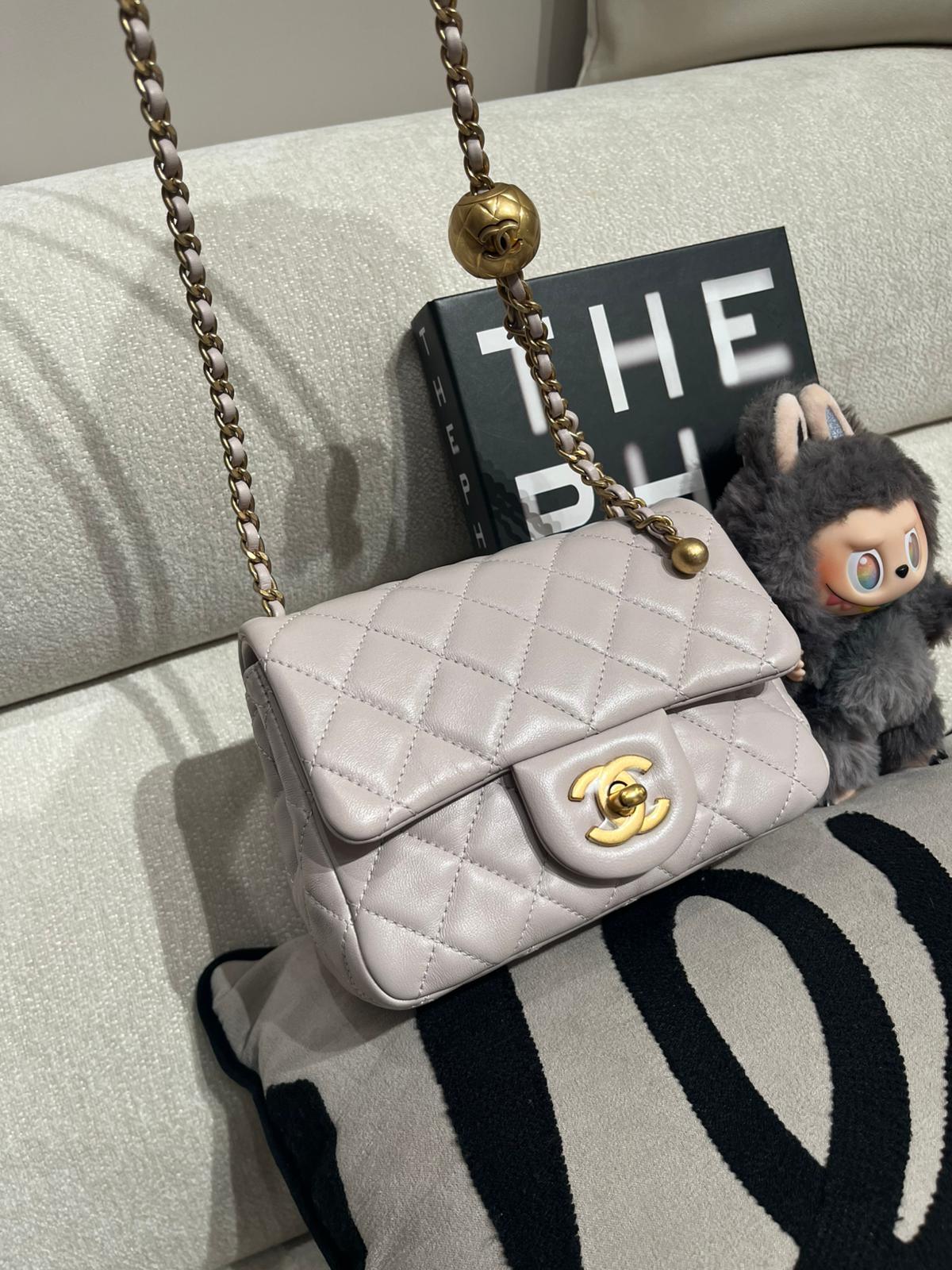 Chanel mini flap with pearl crush 金球方胖子 100%Authentic,98%new ✅晶片✅收據✅dust bag✅box