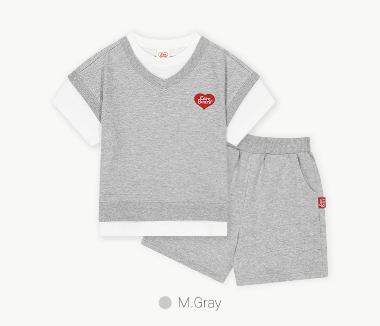 ☀️預訂 韓國直送☀️🇰🇷正版Care Bears刺繡章層疊短袖上下套裝