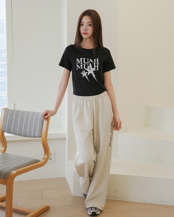 MuahMuah LIGHTNING CROP HALF T-SHIRT