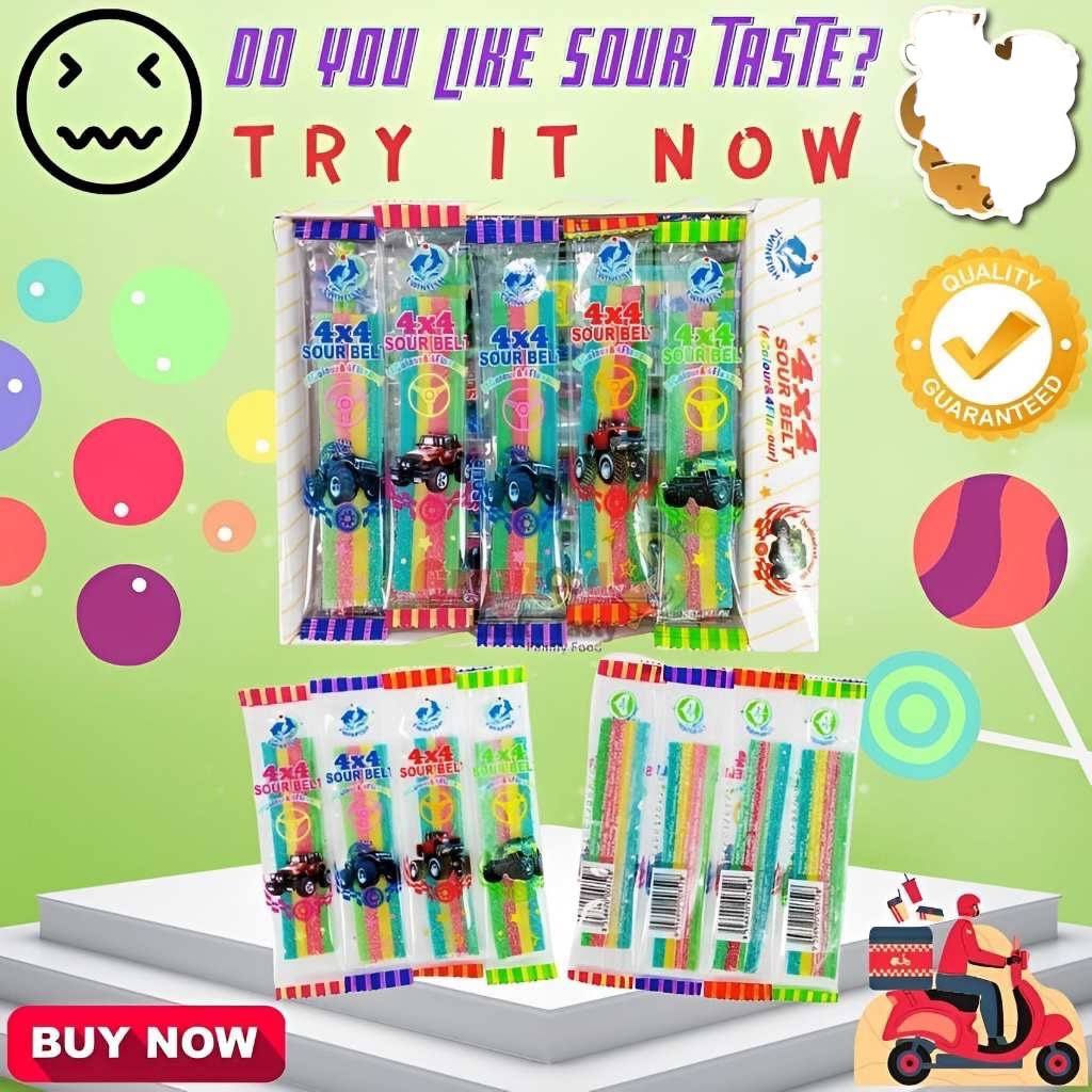 40pcs x8g Twinfish 4x4 Sour Belt Gummy