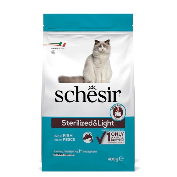 Schesir Sterilized & Light Rich In Fish 魚肉絕育及體重控制貓糧 400g