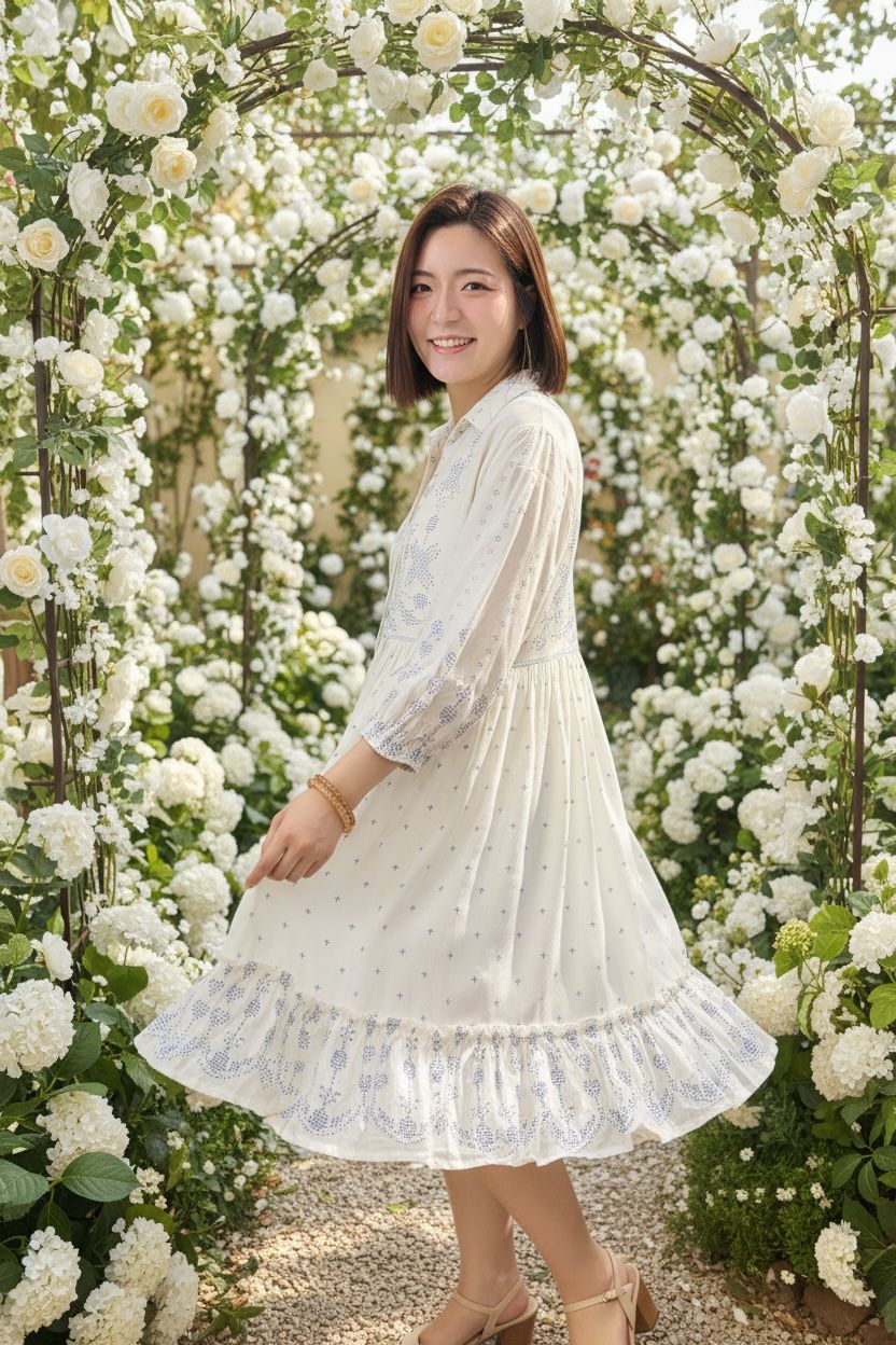 White Printed Short OP #1366