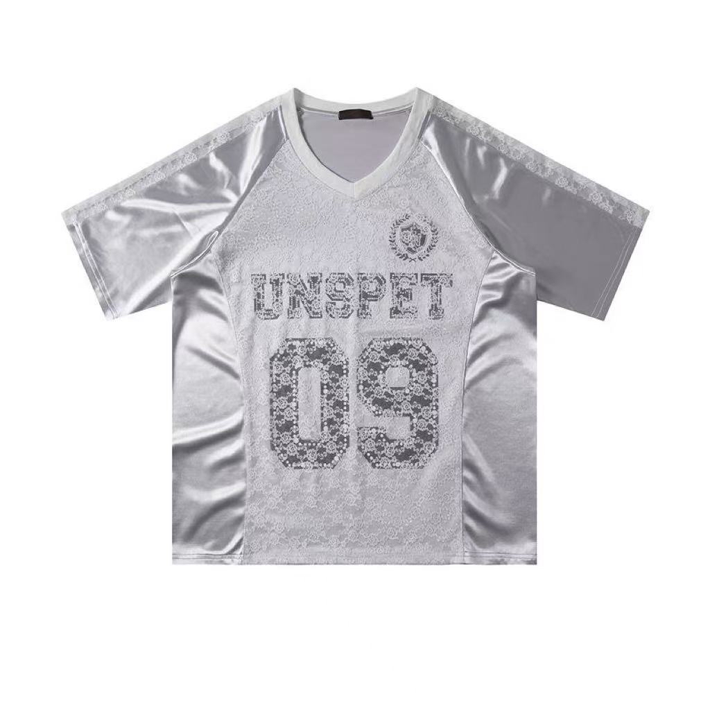 TP391缎面蕾丝T恤