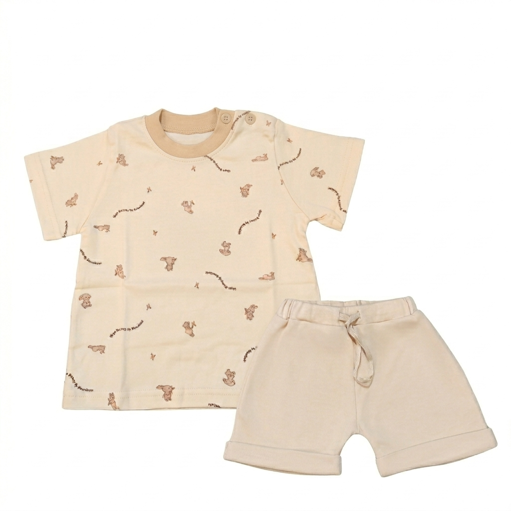 Trendyvalley Organic Cotton Short Sleeve T-Shirt & Short Pant (Printed Bunny)