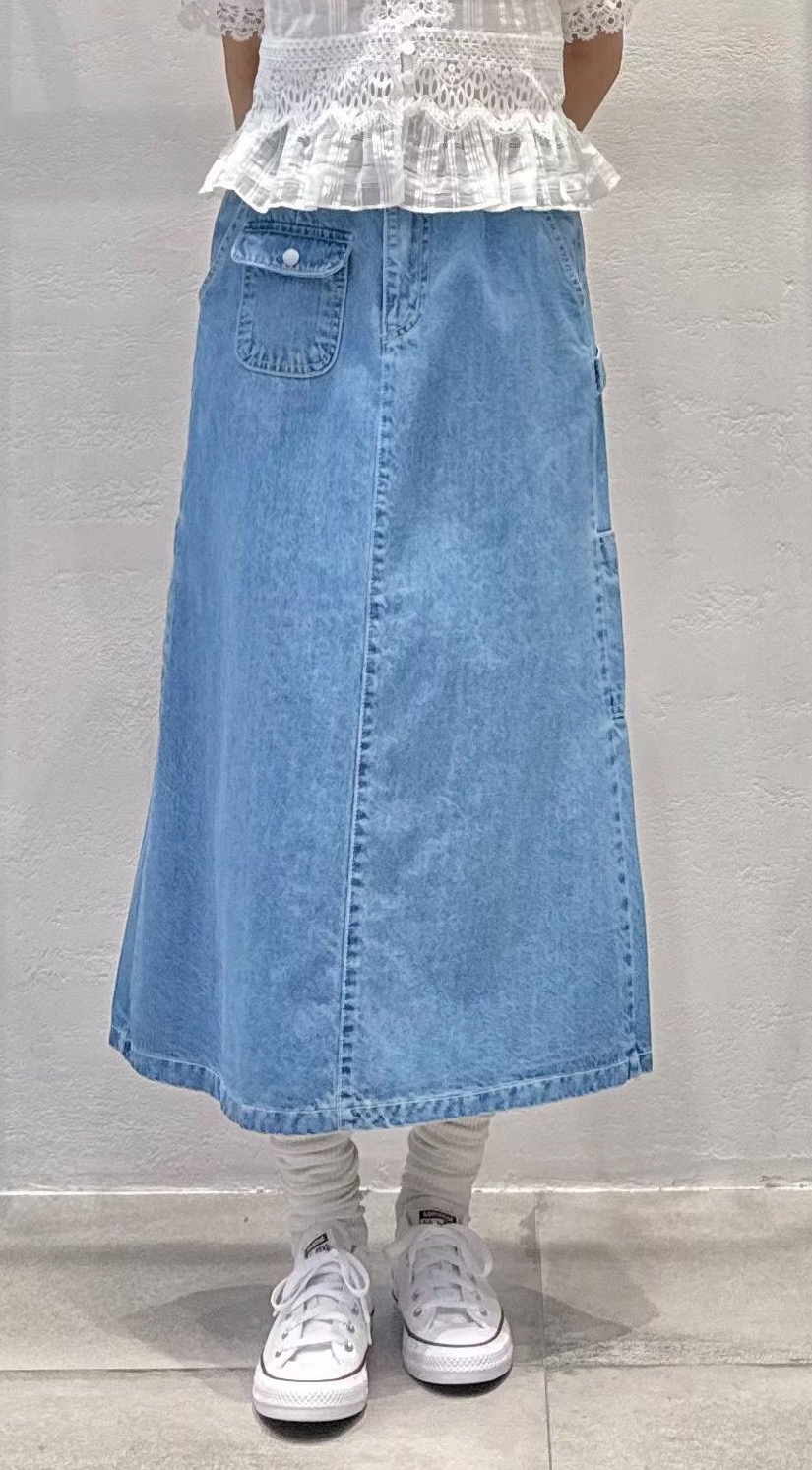 前Pocket 牛仔SK 
