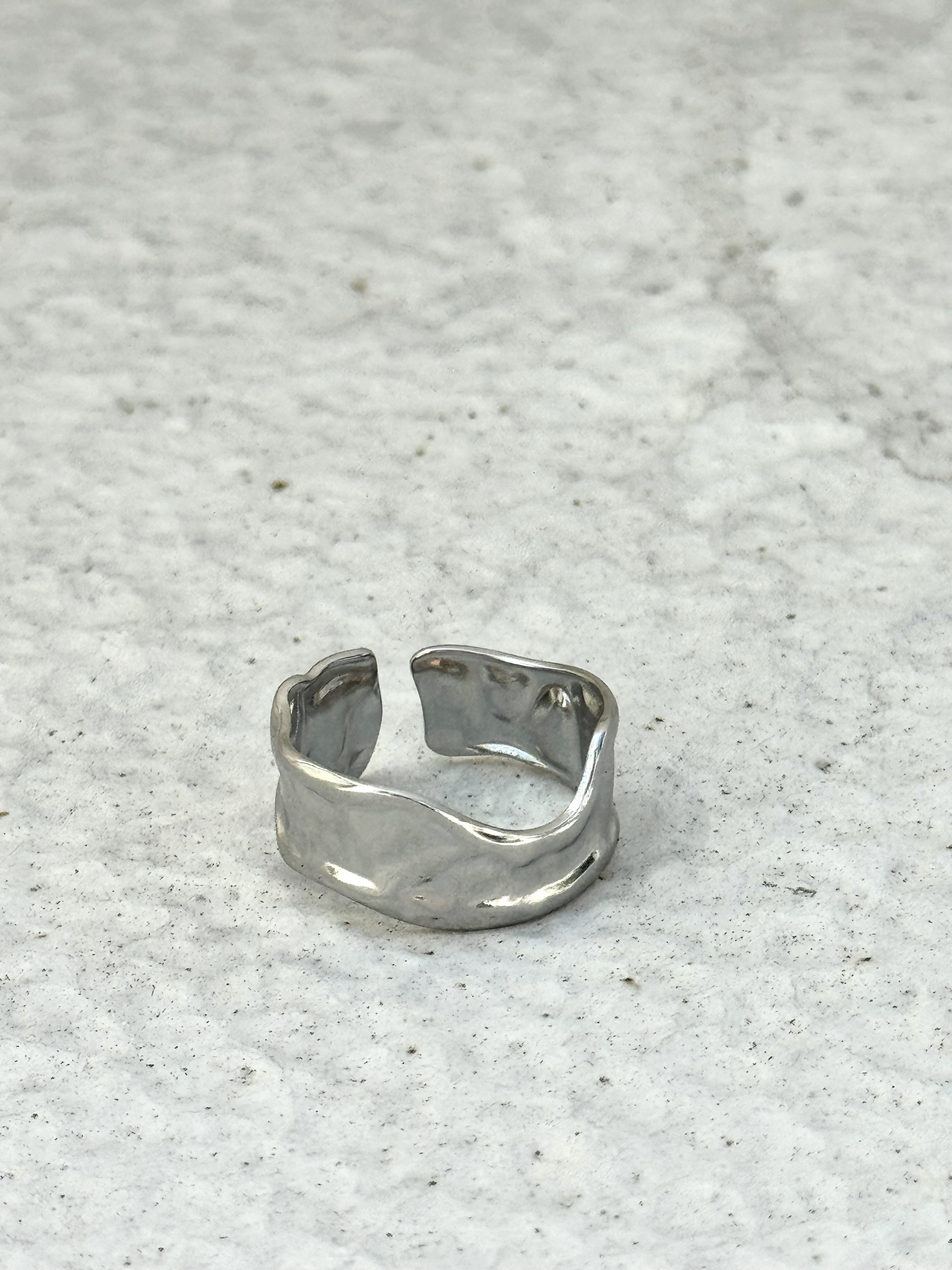 Sliver irregular stainless ring