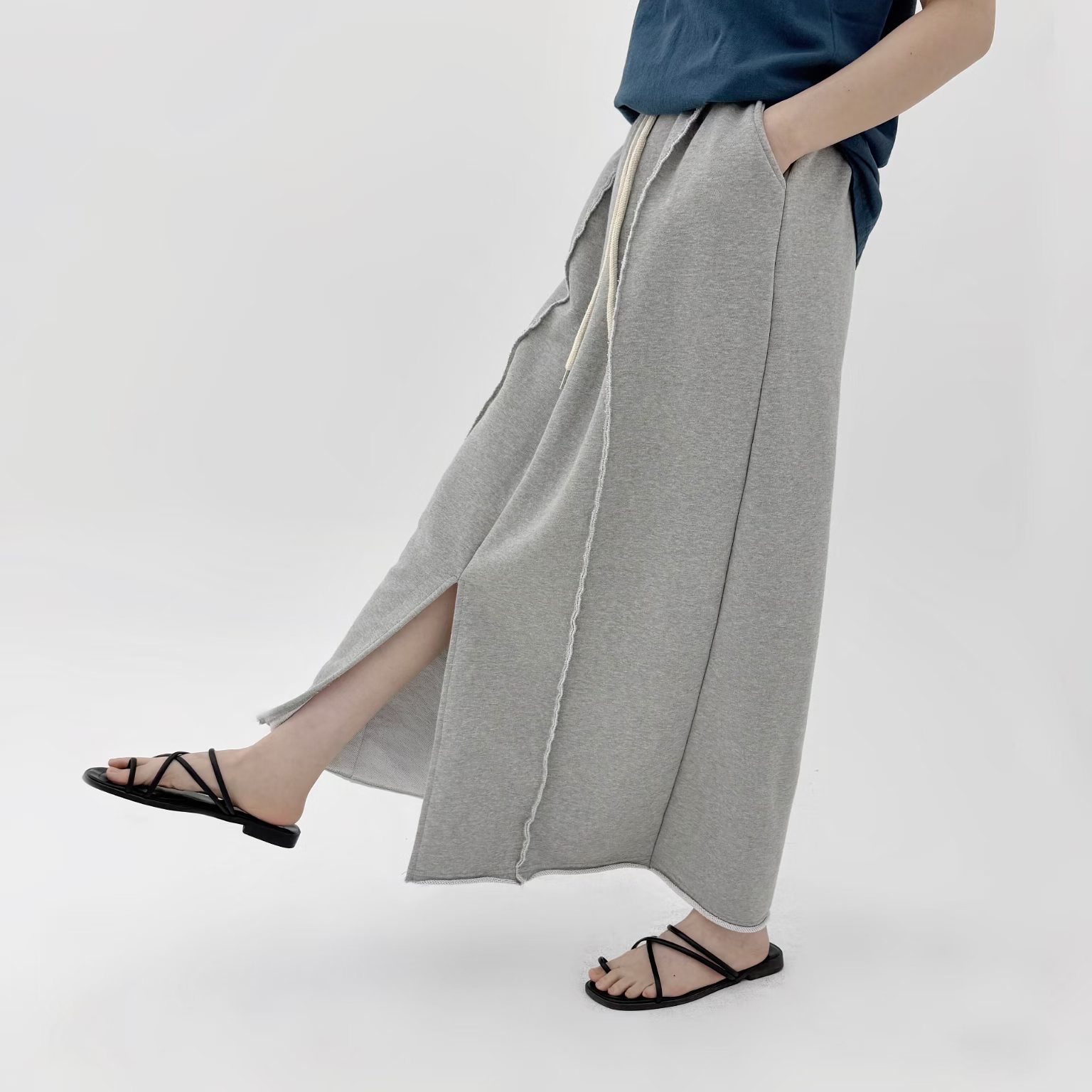 時尚休閒衛衣開衩長裙