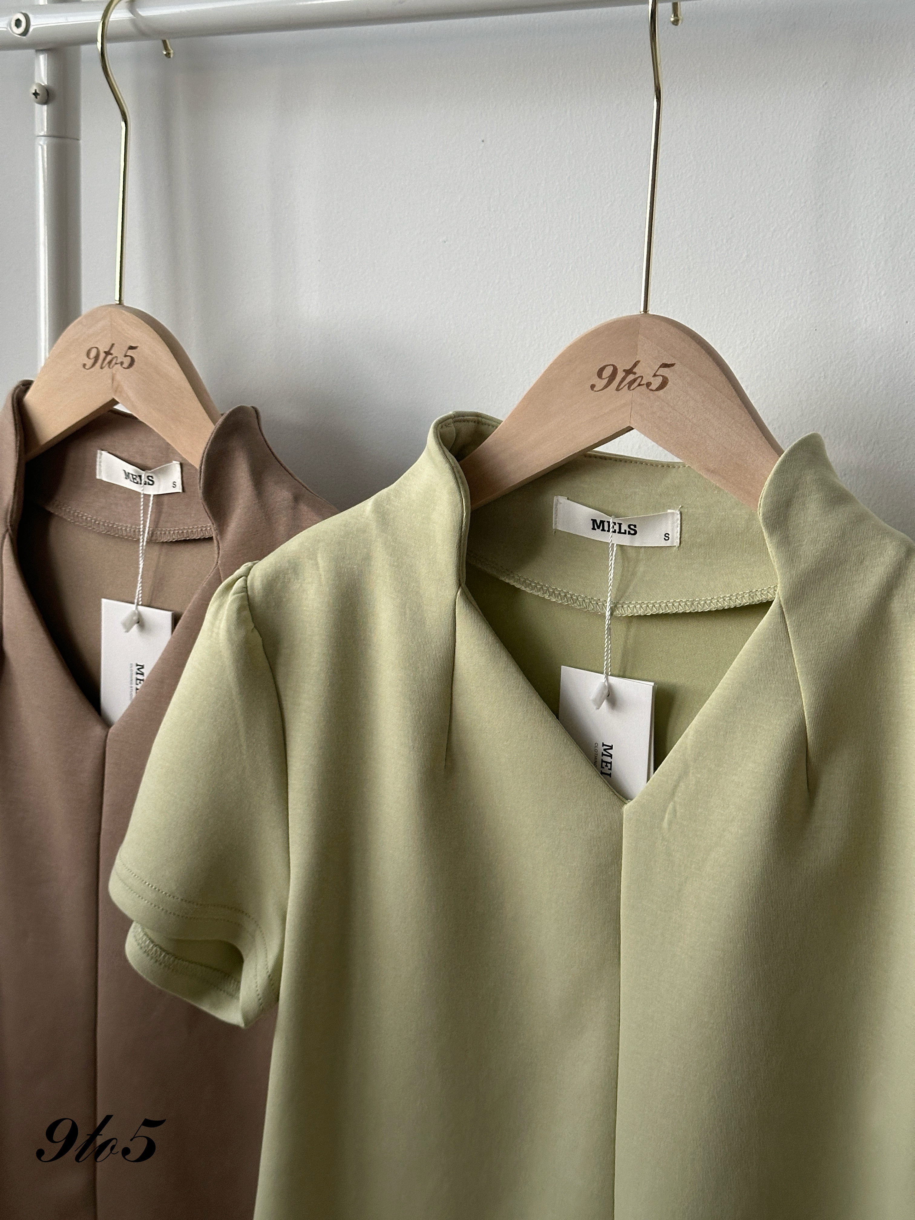 T4195 Puff Sleeve Diamond Neck Top - 4 Colors 
