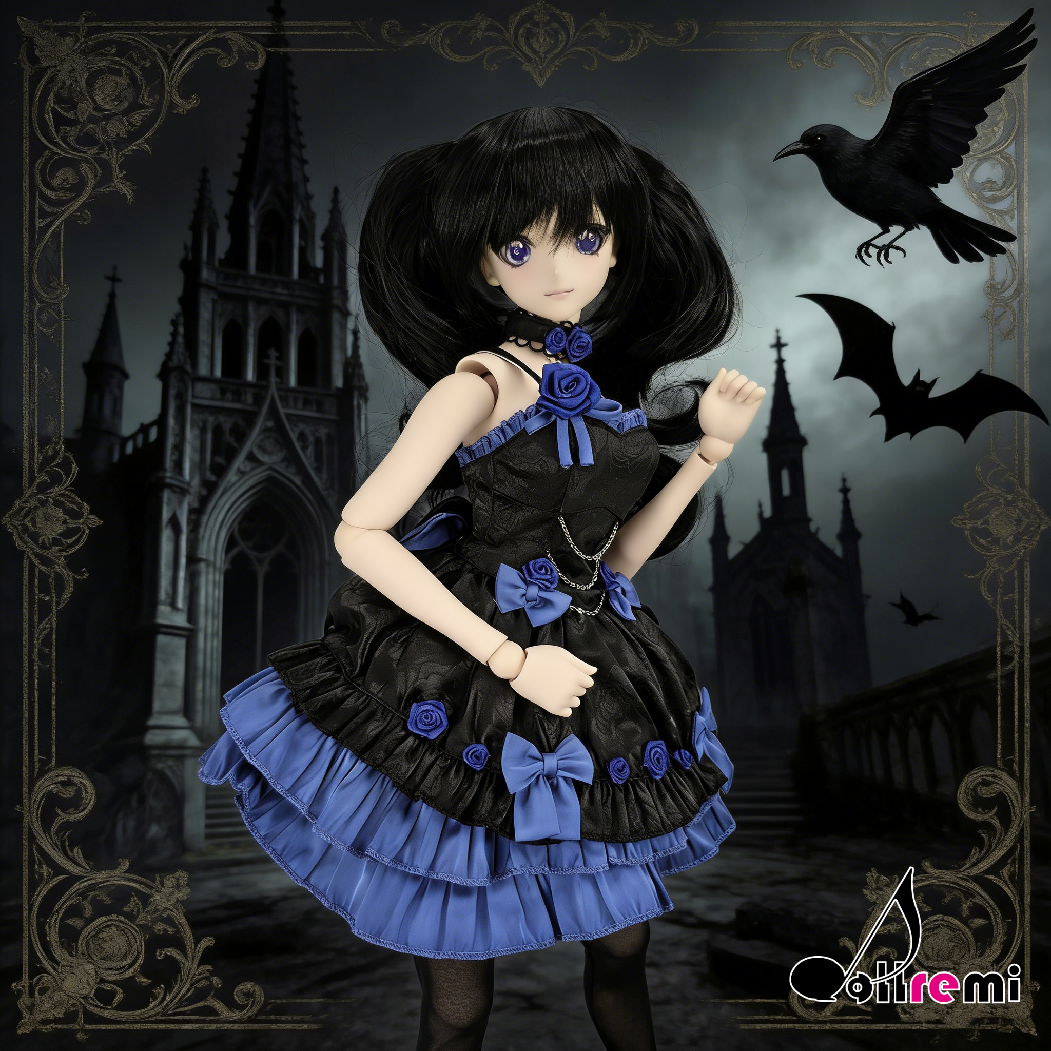 【dollremi】(DD0912) 午夜藍調協奏曲洛麗塔連衣裙 Nocturne in Blue Lolita One-piece