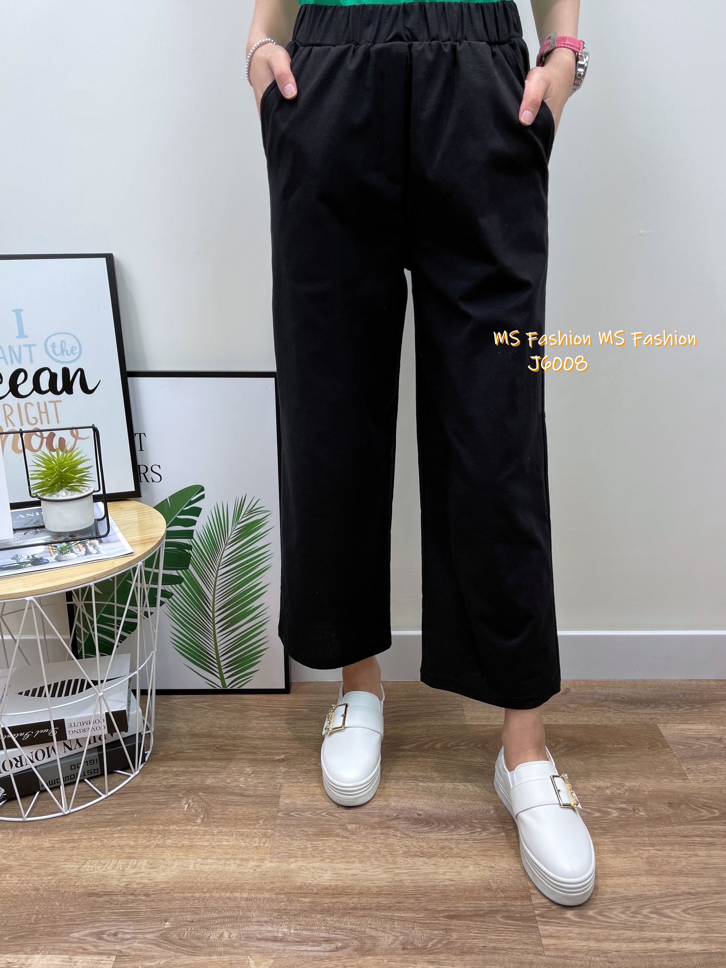 J6008 韓國🇰🇷棉麻直筒褲