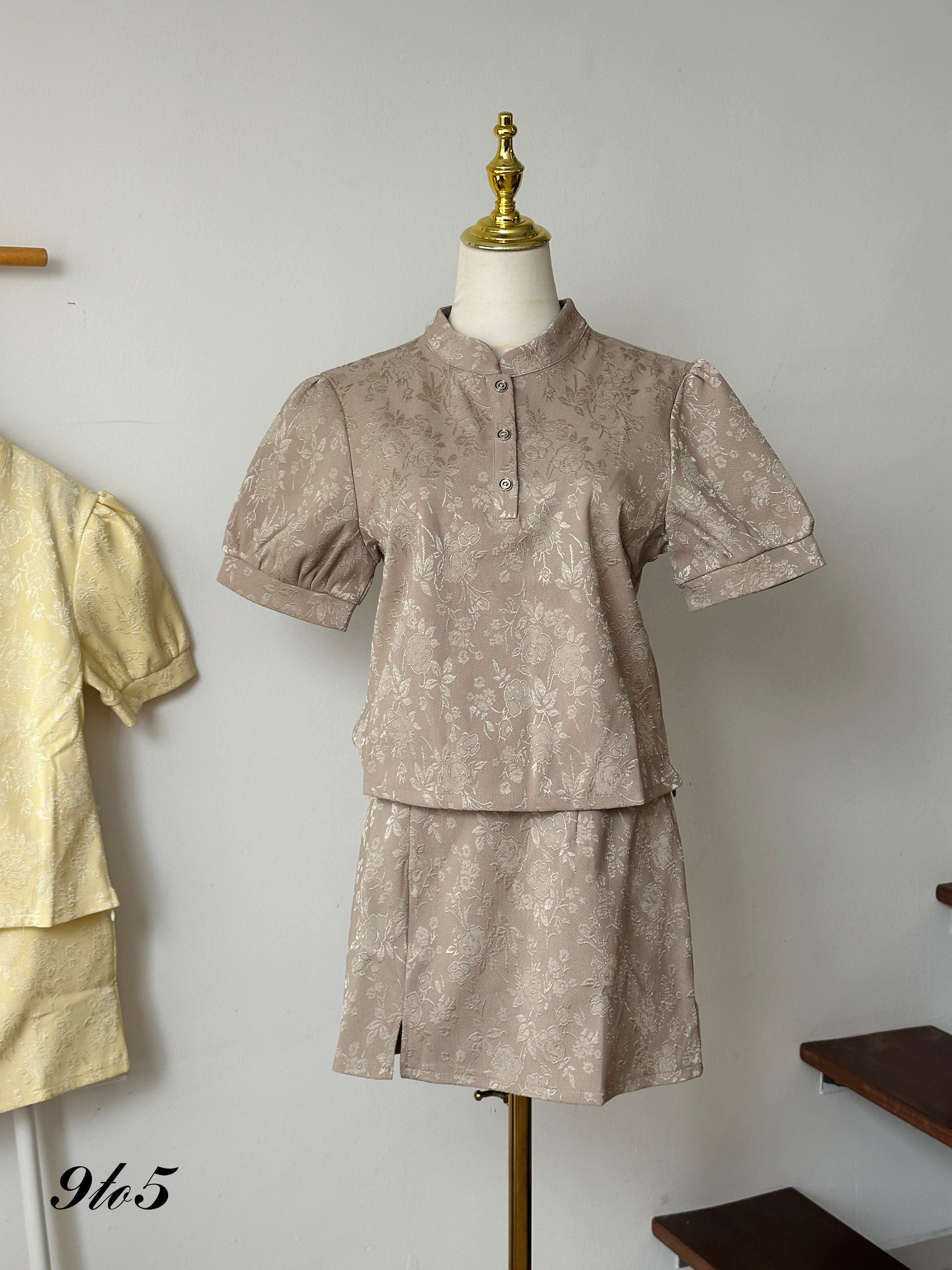 D2307 Puff Sleeve Cheongsam Matching Set - 3 Colors