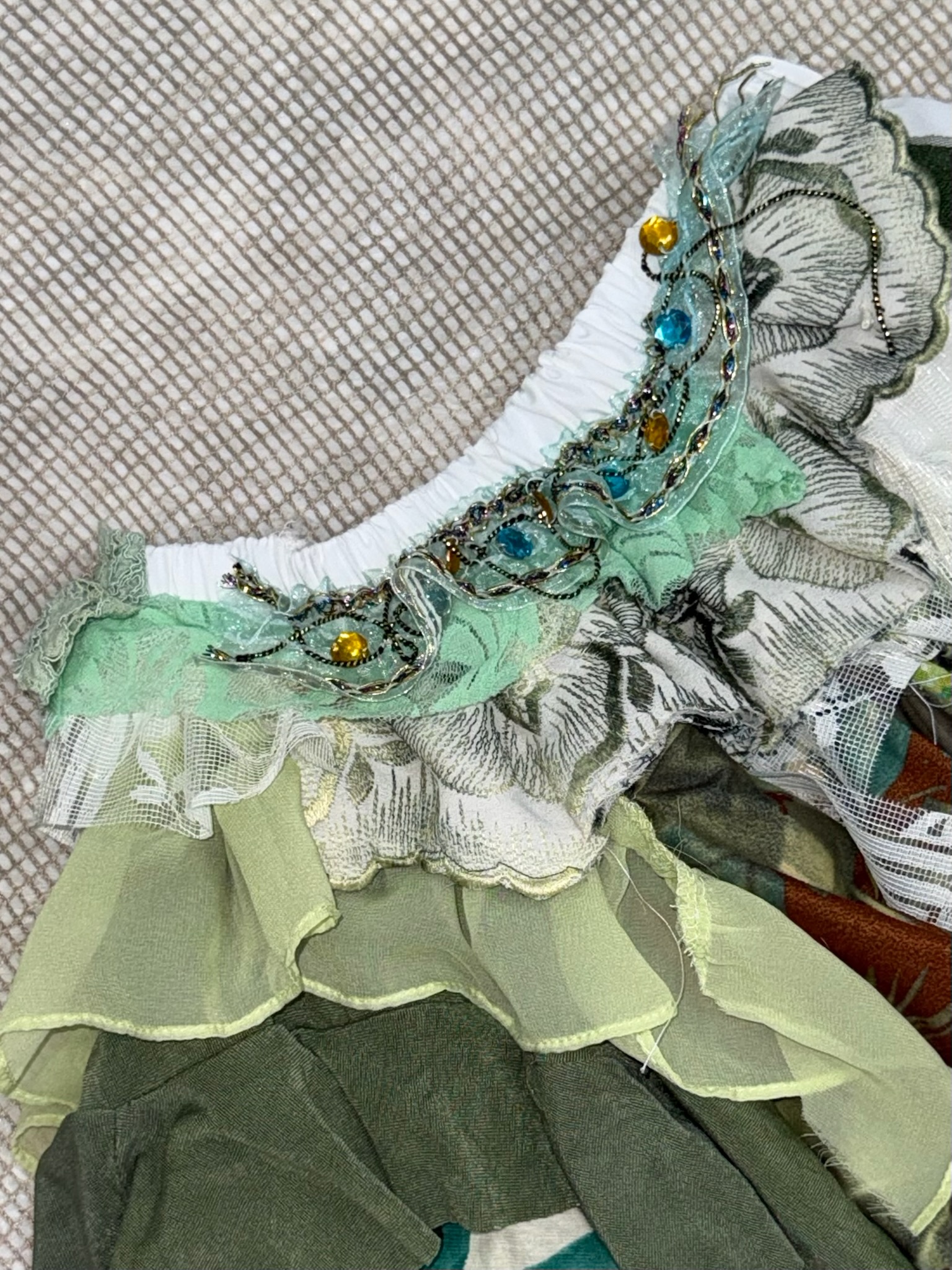 Fairycore Forest Green Patchwork Remade Skirt