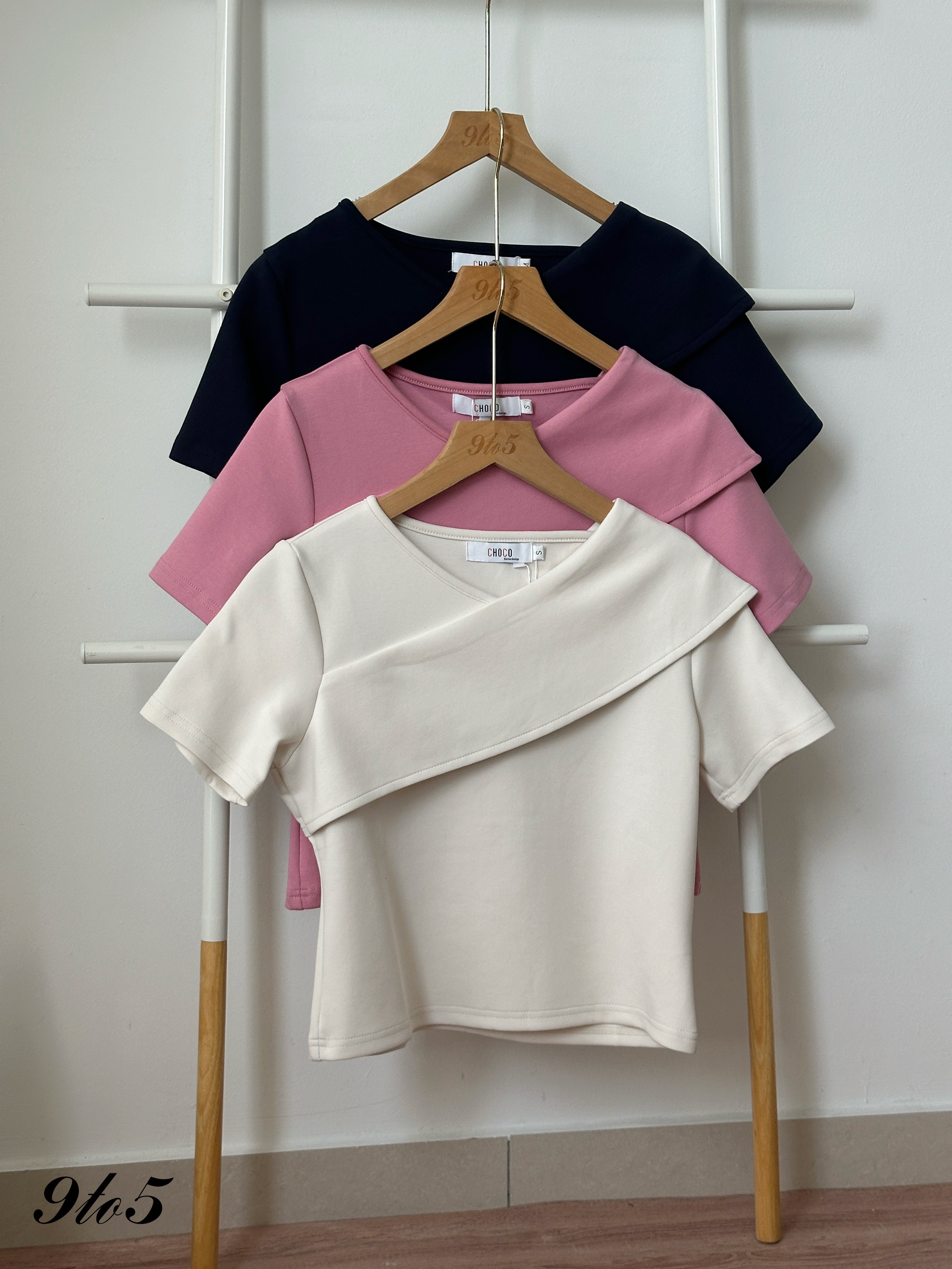 T4387 Short Sleeve Draped Neck Top - 3 Colors 