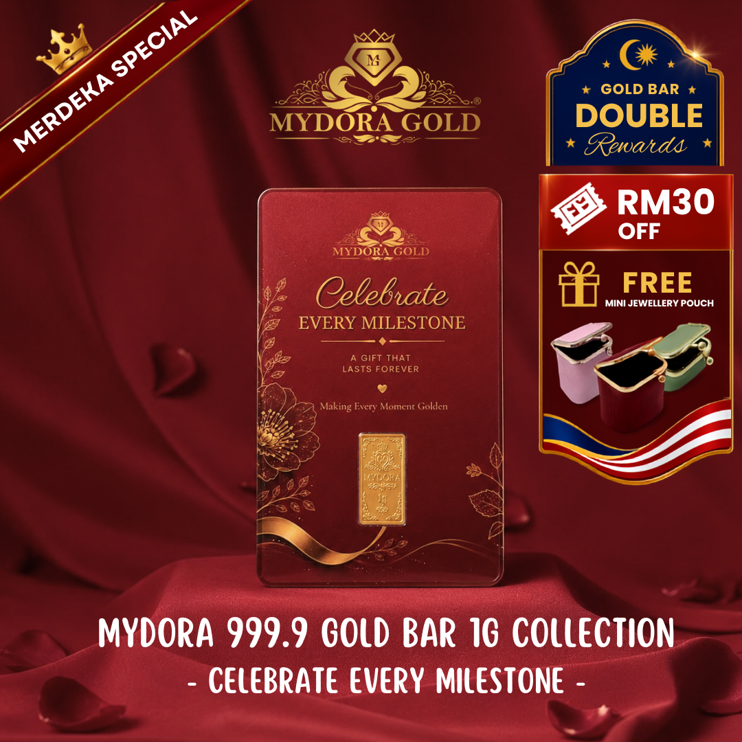MYDORA Signature 999.9 Gold Bar 1g Card - Celebrate Every Milestone l EMAS 999/24K  | MERDEKA SPECIAL