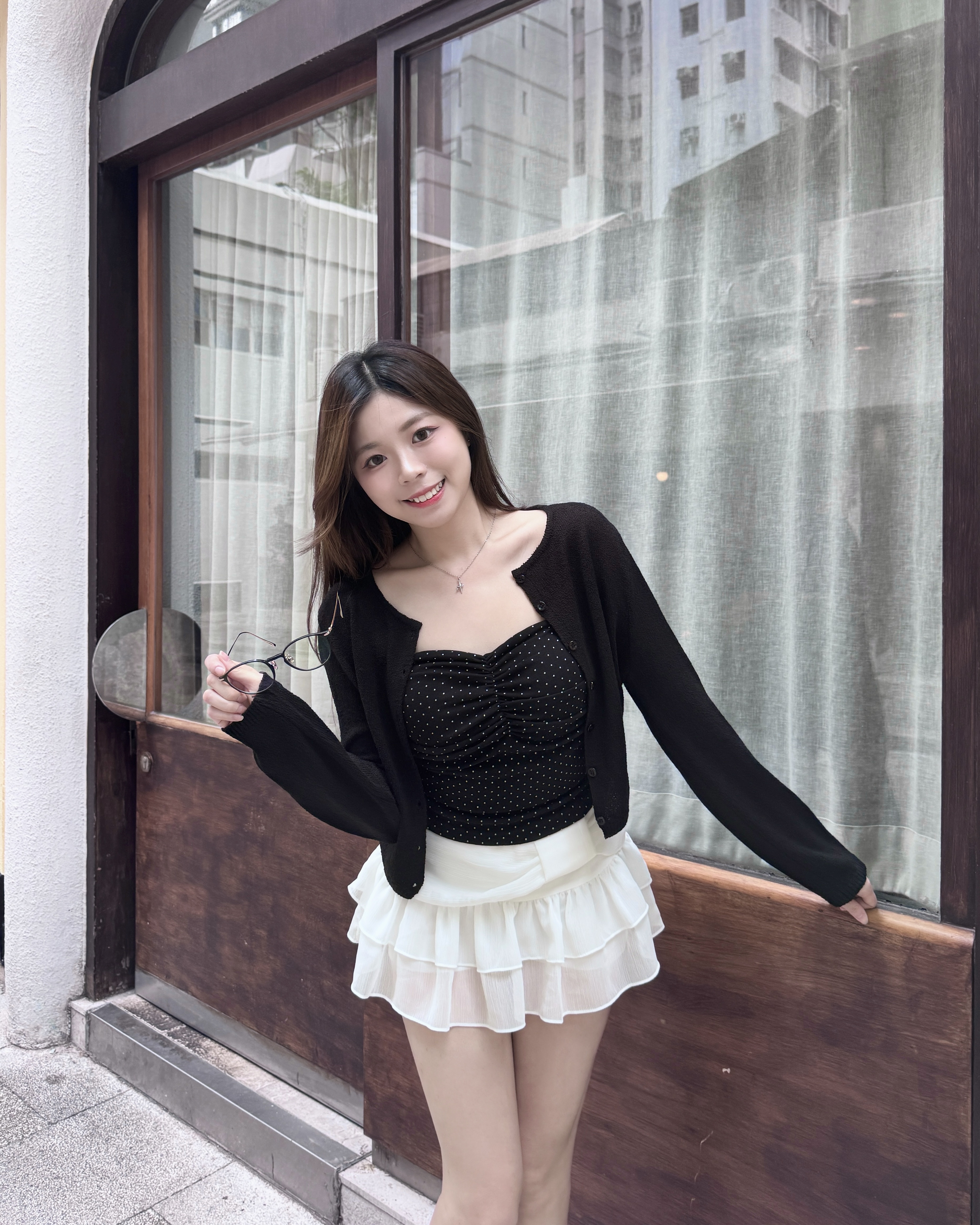 【 視覺效果放大！ATTENTION🕶️🔥 | 甜辣感配大熱波點元素～🖤心形領皺褶連PAD背心⋆˚ʚɞ】 Dot Dot Heart-neck Tube Bra Top(四色入)