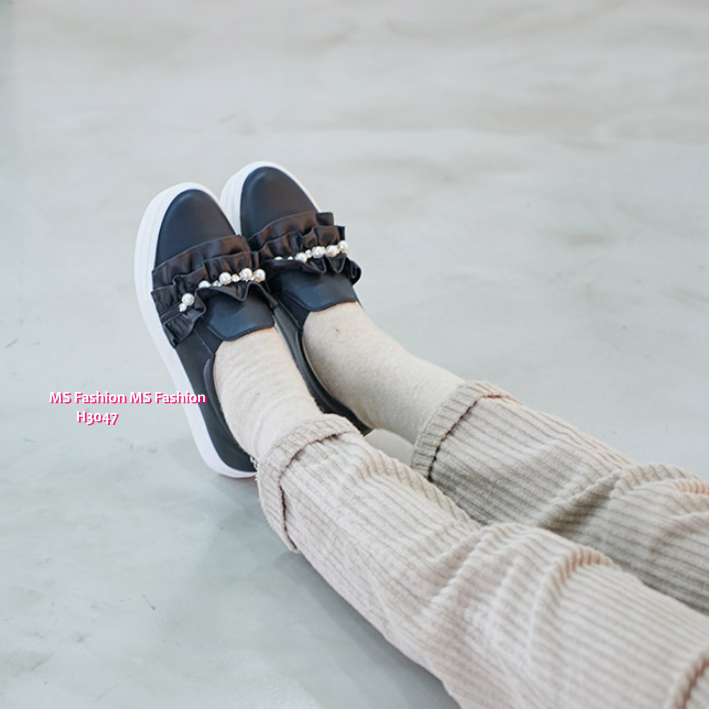 H3047 韓國🇰🇷厚底閃石ruffle slipon