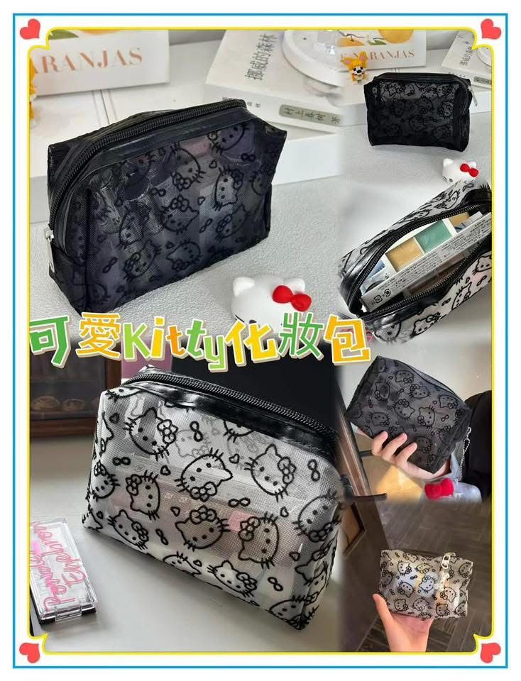 $55套。可愛Kitty網紗化妝包 （一套2個顏色）